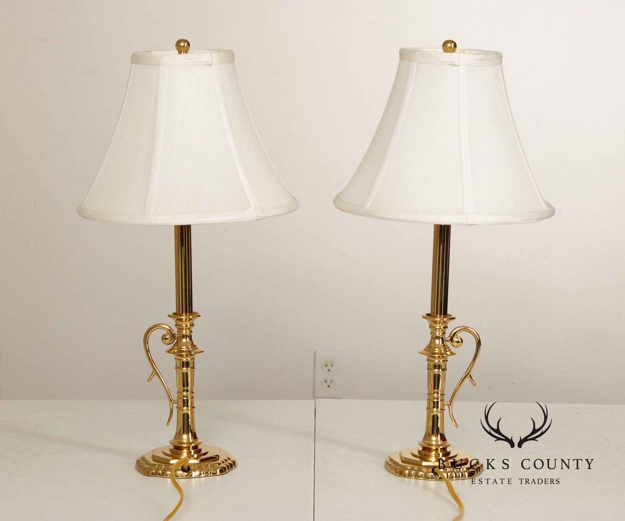Vintage Pair of Brass Table Lamps