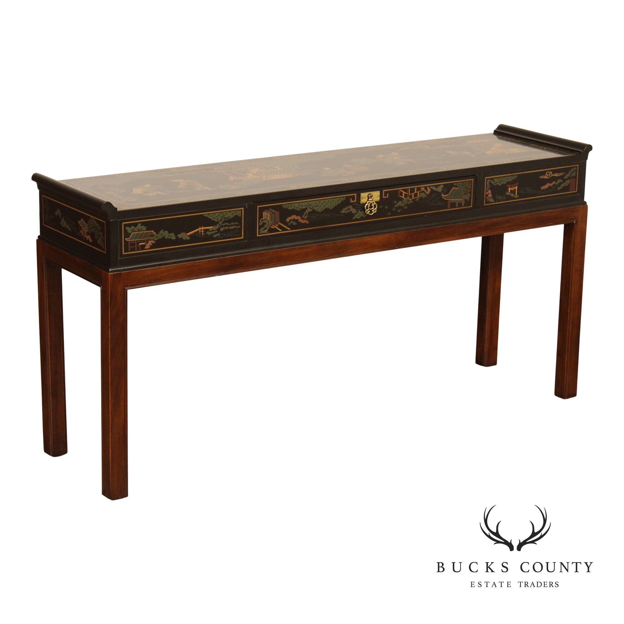 Drexel Heritage Chinoiserie Decorated Console Table
