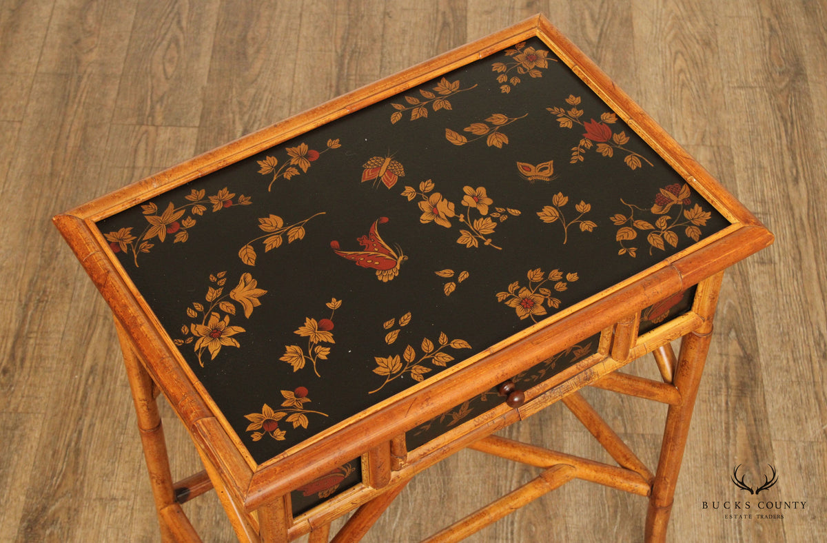 Chinoiserie Rattan Side Table