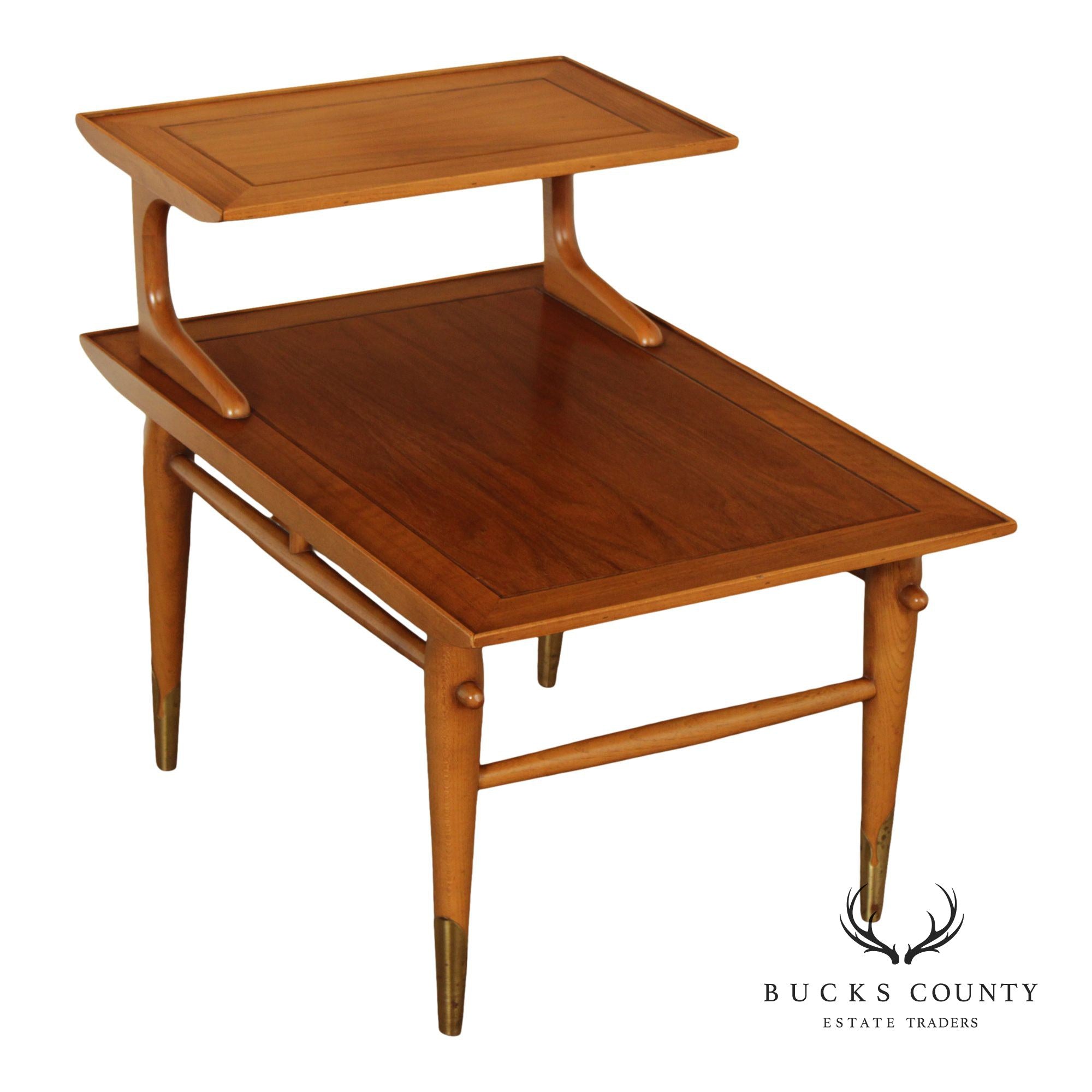 Lane Copenhagen Mid-Century Modern Two-Tier Walnut End Table