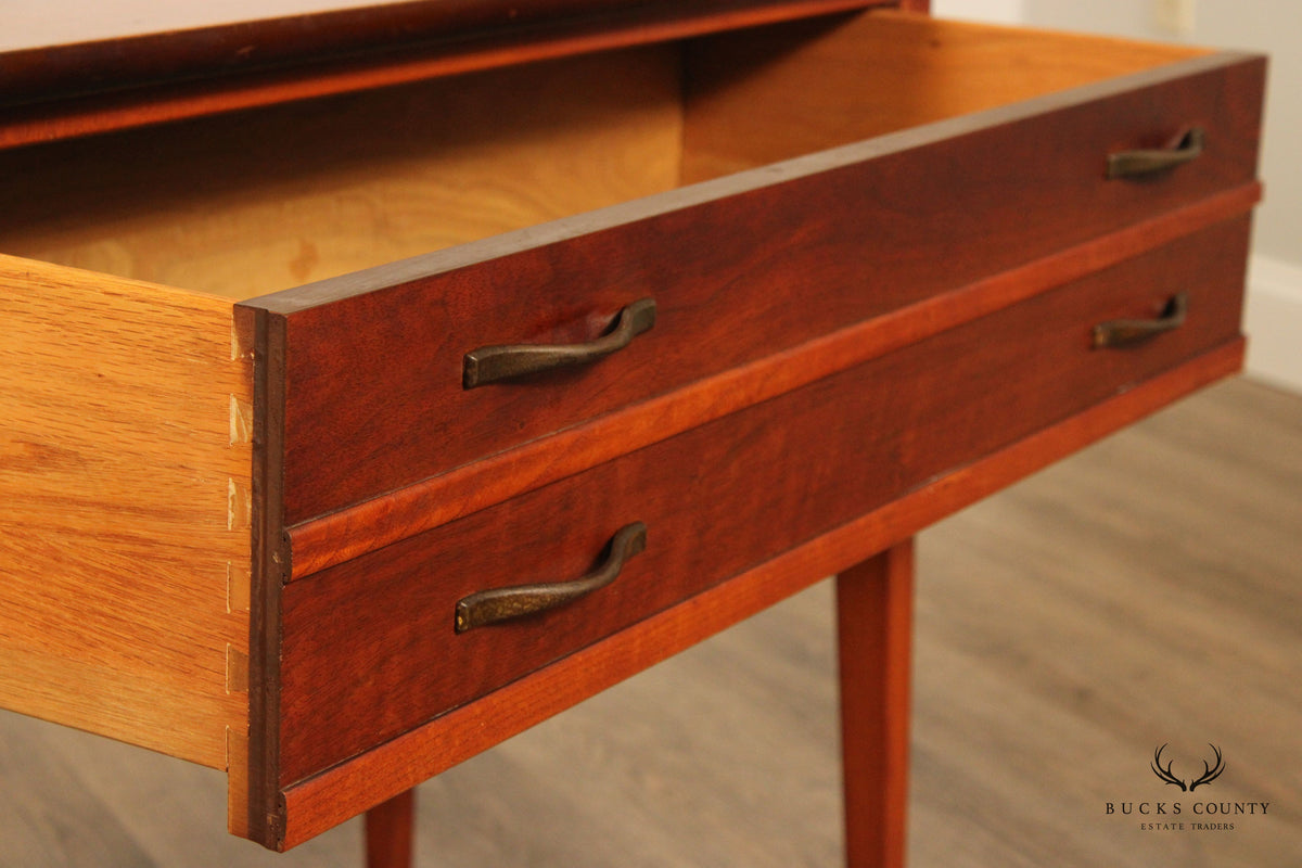 Lane Mid Century Modern Walnut And Burl Wood Console Table