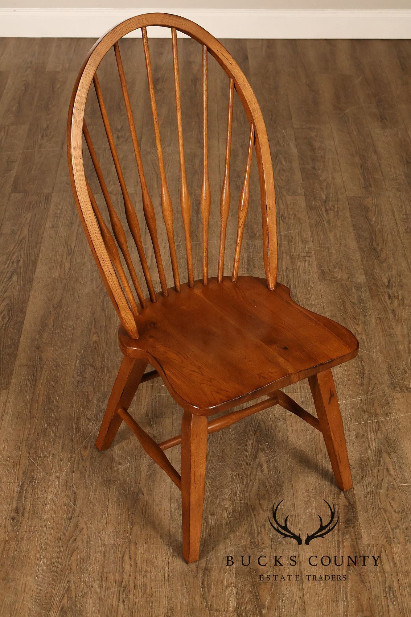 Broyhill Attic Heirlooms Set Of 6 Windsor Style Oak Hoop Back Dining Side Chairs