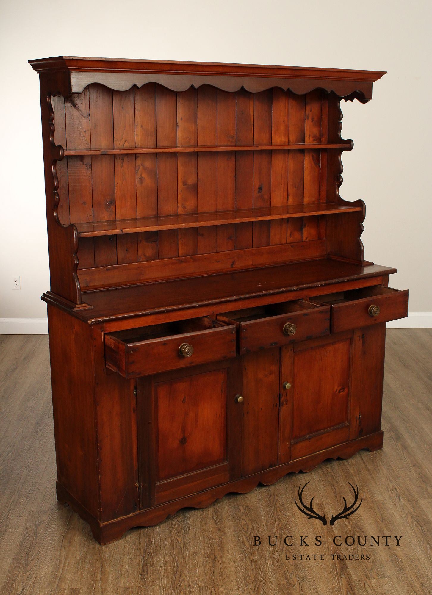 Antique Country Pine Server and Hutch