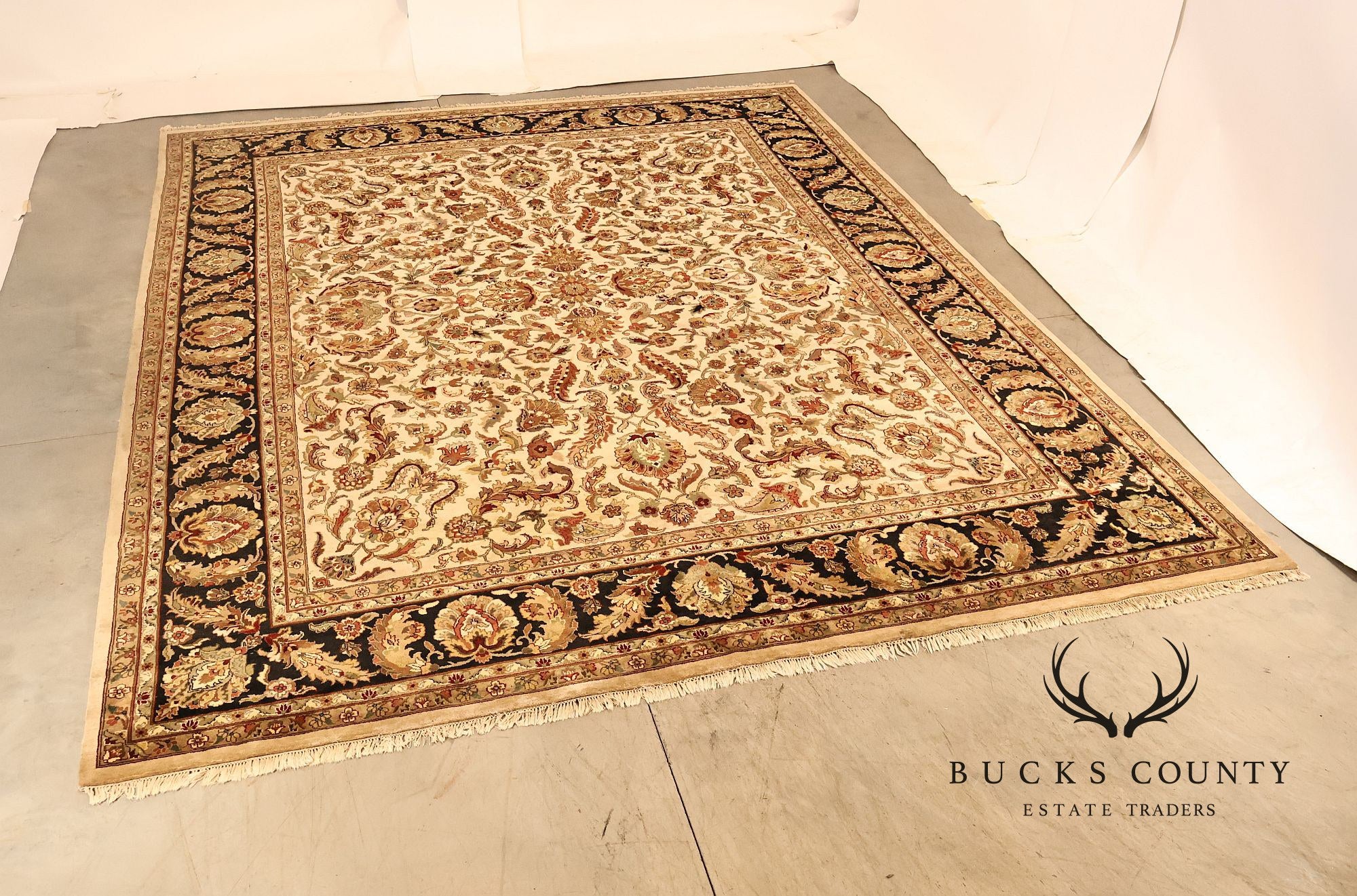Persian Style Floral Wool Area Rug 12 inch x 15 inch 10 inch