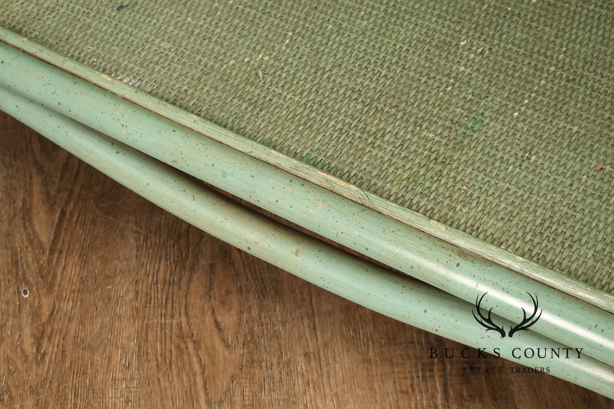 Boho Chic Glass Top Painted Rattan Glass Top Console Table