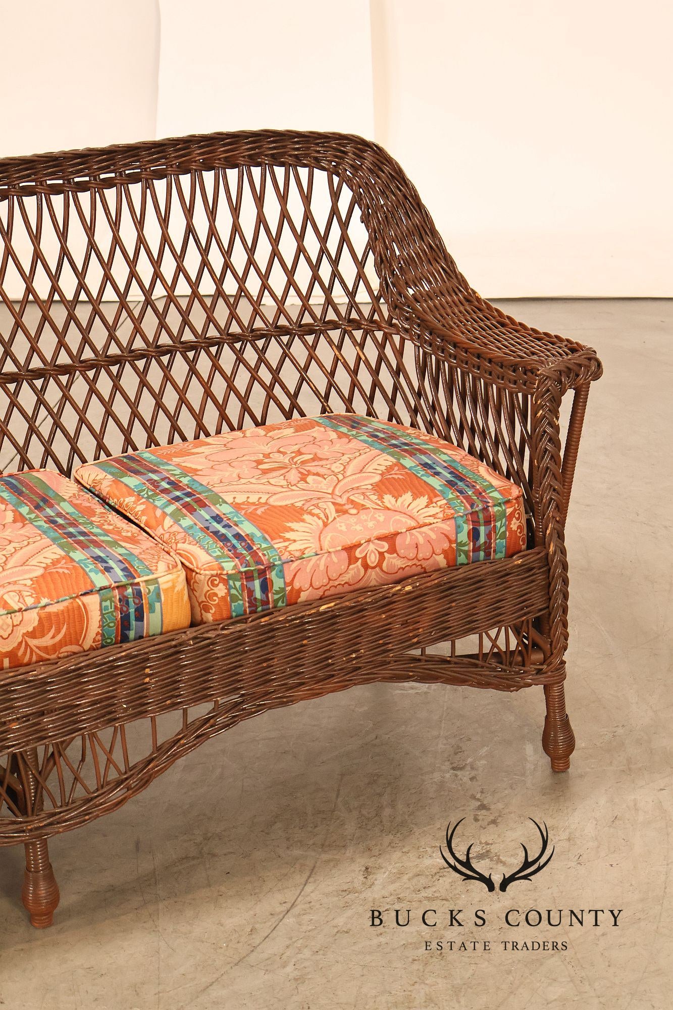 Antique Bar Harbor Style Wicker Sofa