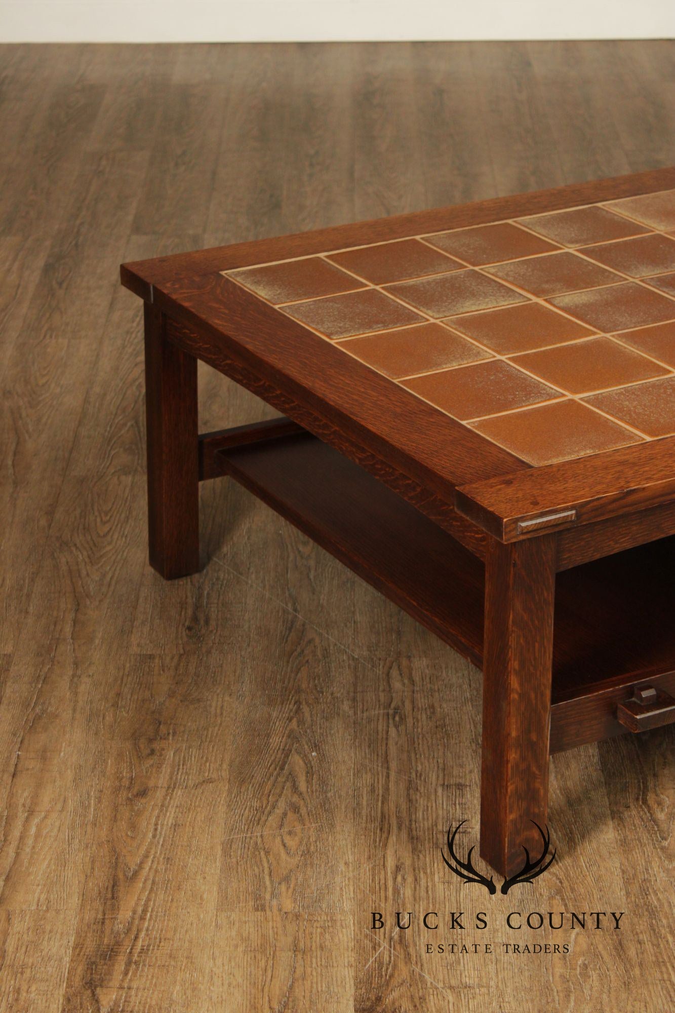 Stickley Mission Collection Oak Tile Top Coffee Table