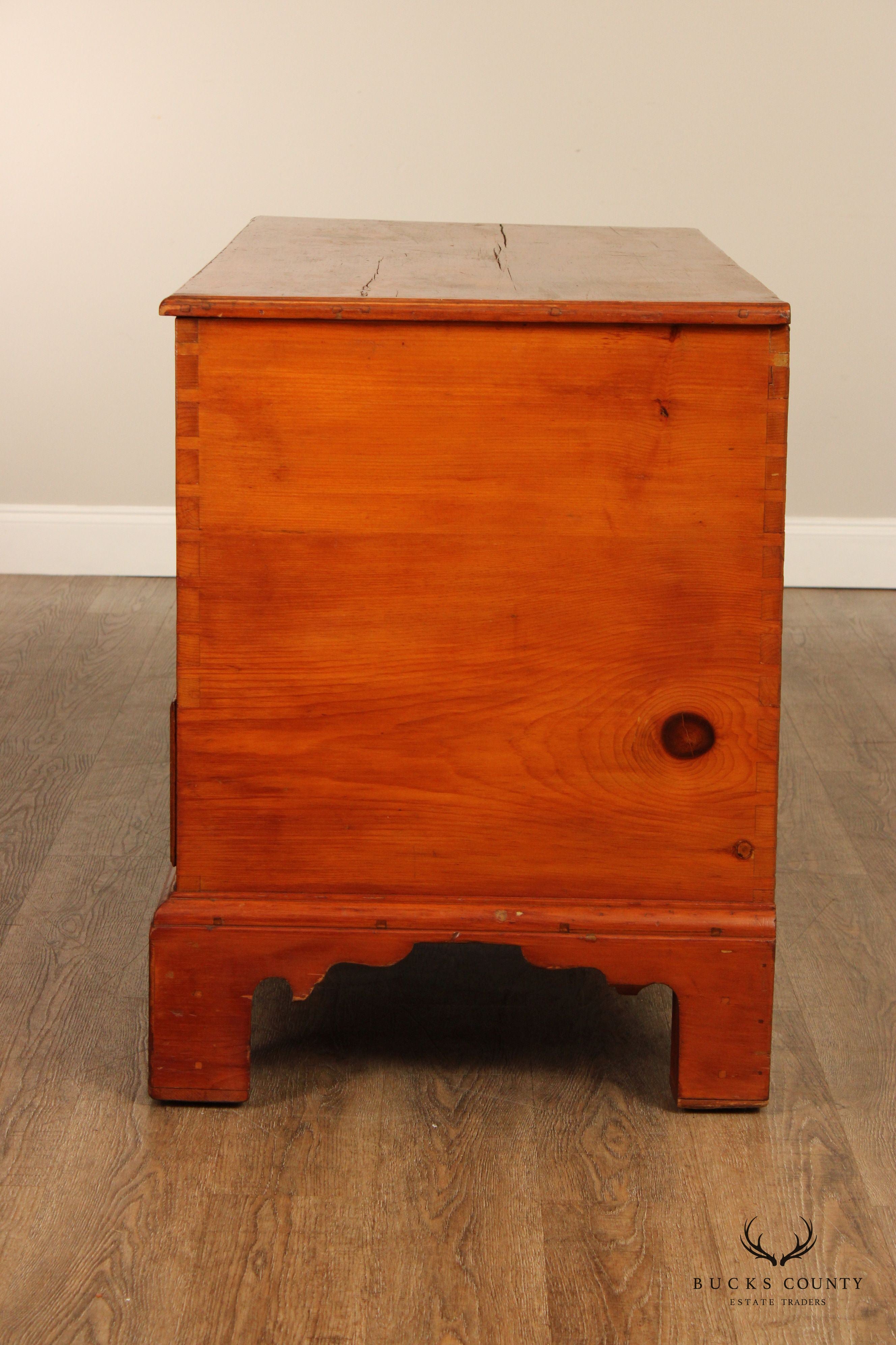 Antique Chippendale Large Two-Drawer Pine Blanket Chest