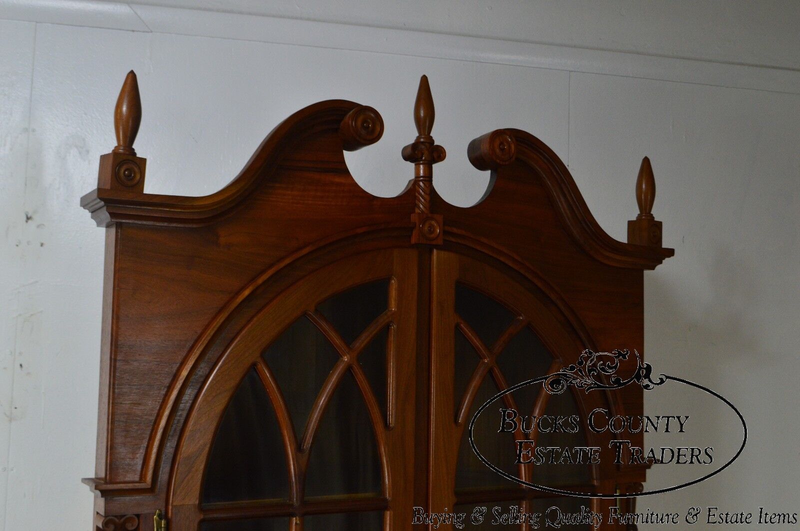 Chippendale Style Hand Crafted Solid Walnut Corner Cabinet