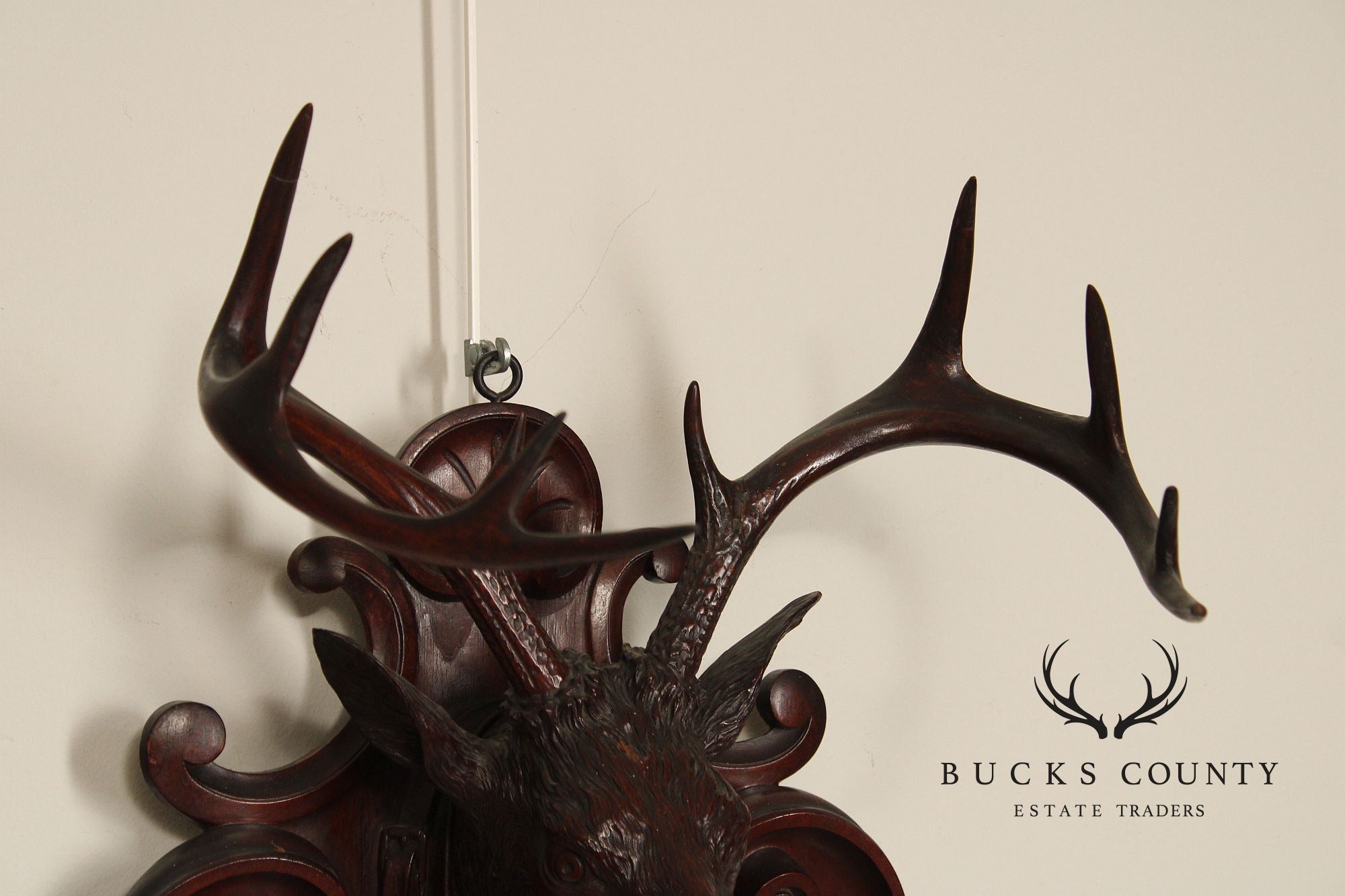 Antique German Black Forest Deer Hunting Trophy Plaque
