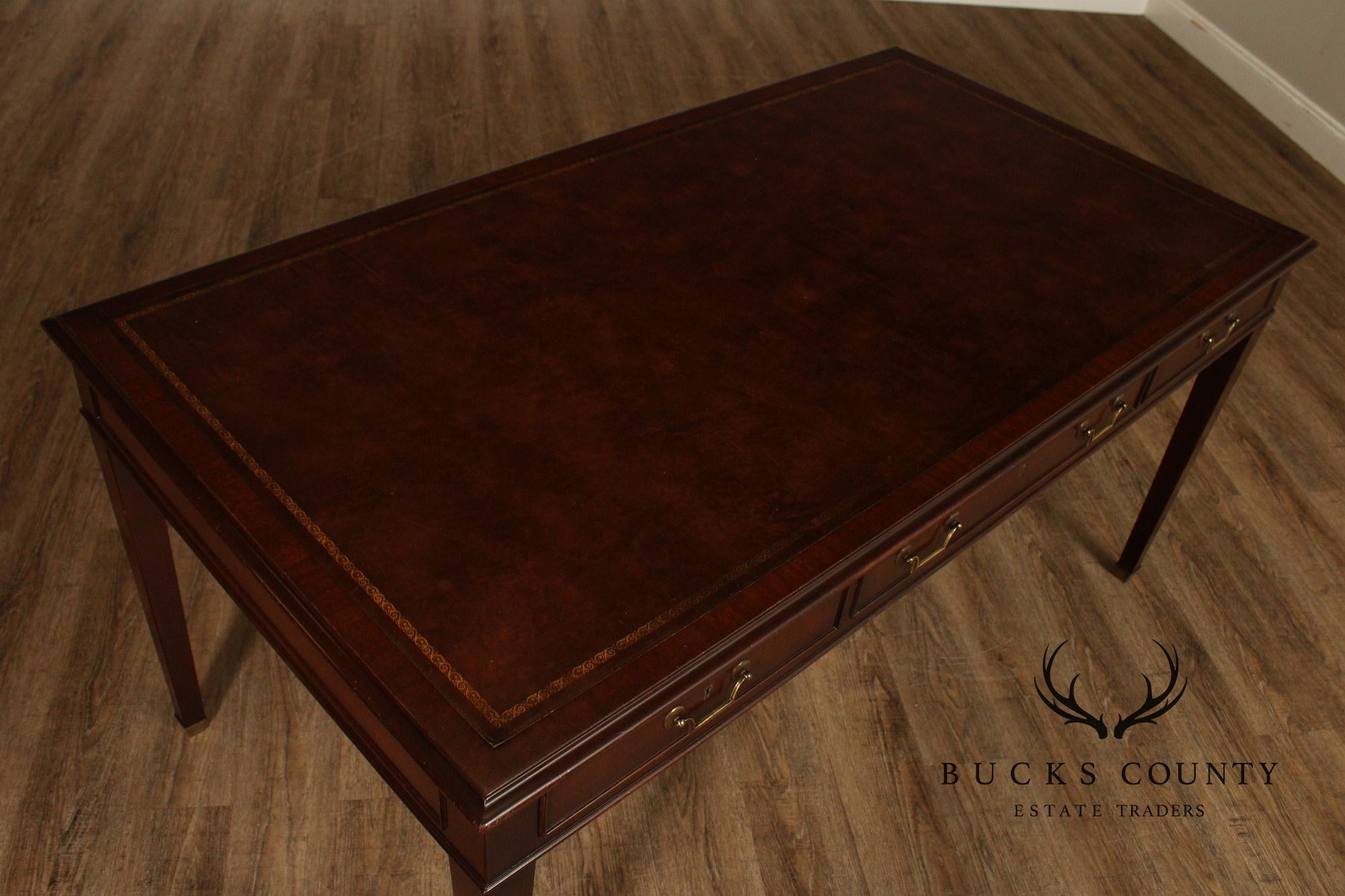 Regency Style Vintage Leather Top Mahogany Writing Desk