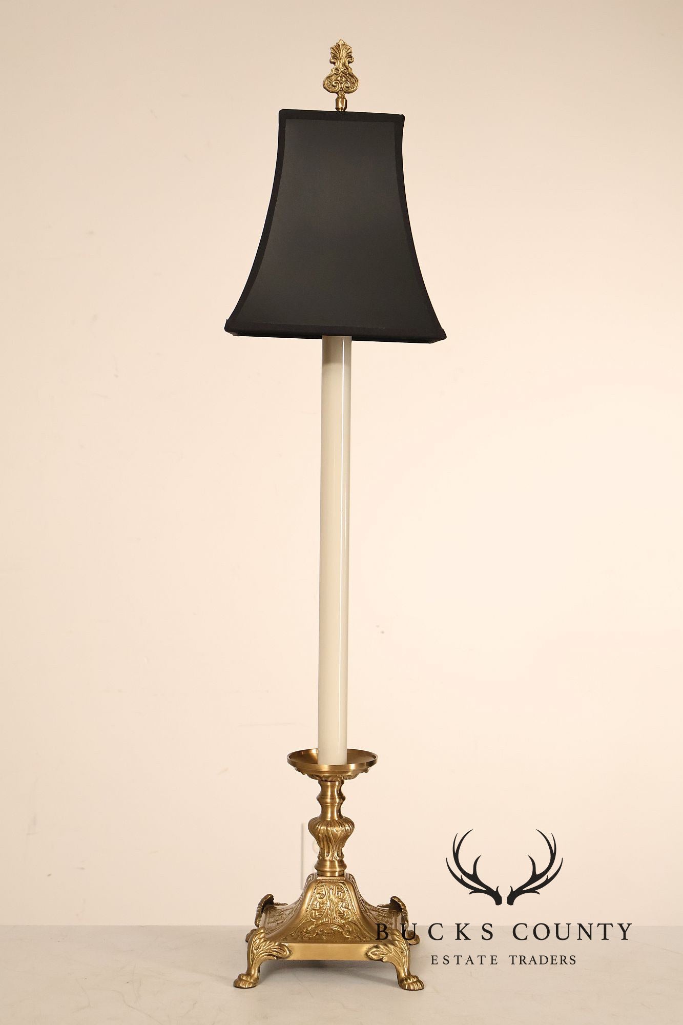 Wildwood Pair of Brass Tall Candlestick Table Lamps
