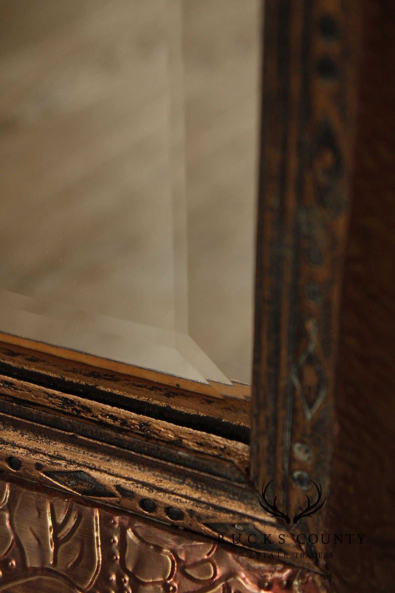 Howard Elliot Collection Chased Embossed Metal Wall Mirror