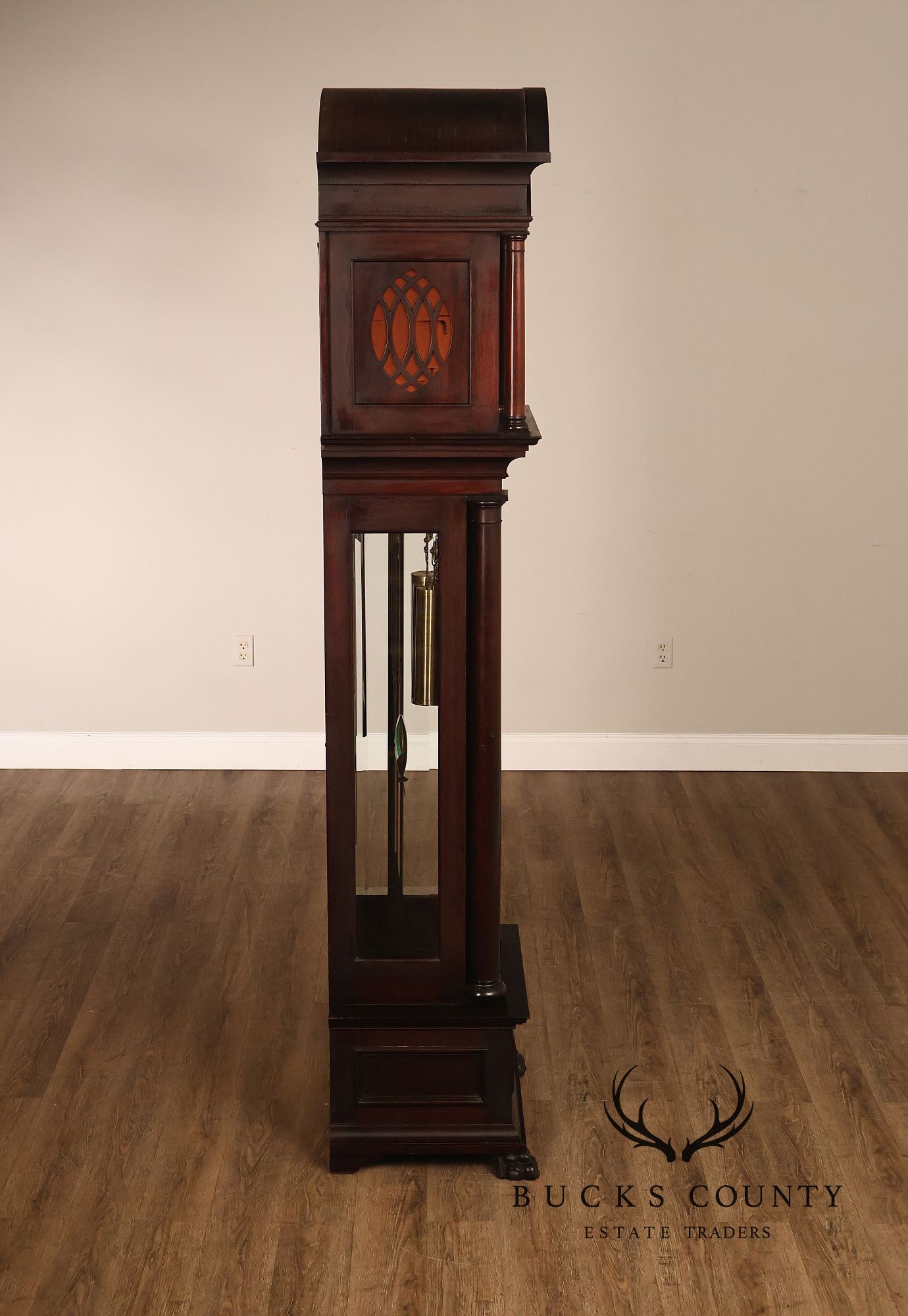 Baily Banks and Biddle Antique Mahogany 9 Tube Grandfather Clock