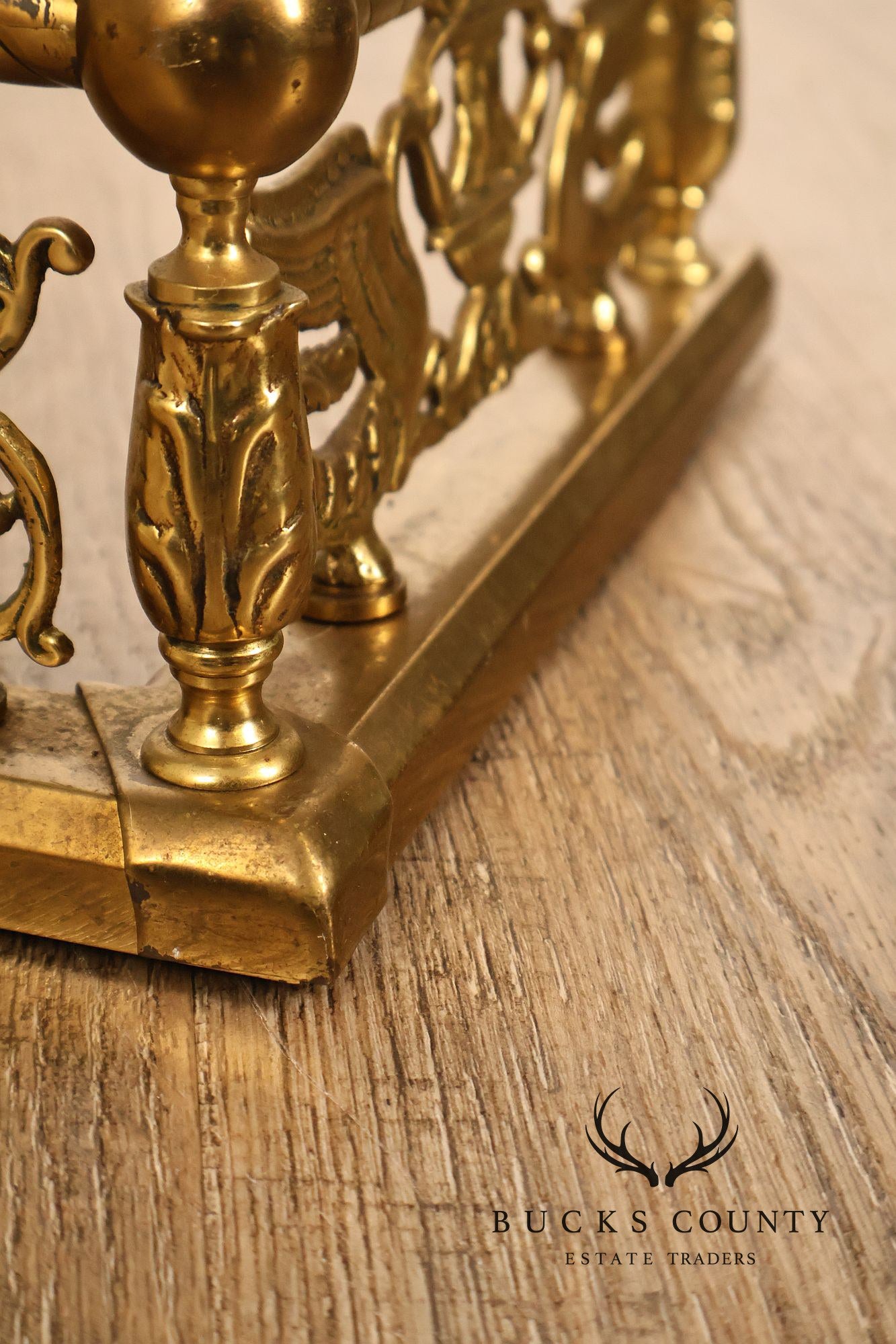 Neoclassical Style Brass Fireplace Fender
