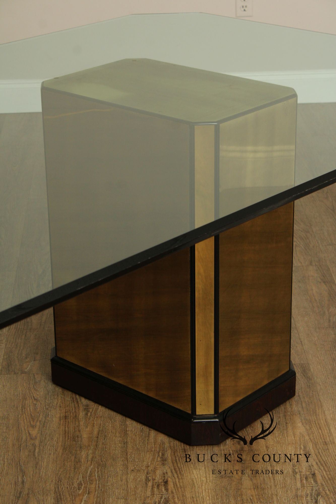 Mastercraft Hollywood Regency Brass and Glass Pedestal Dining Table