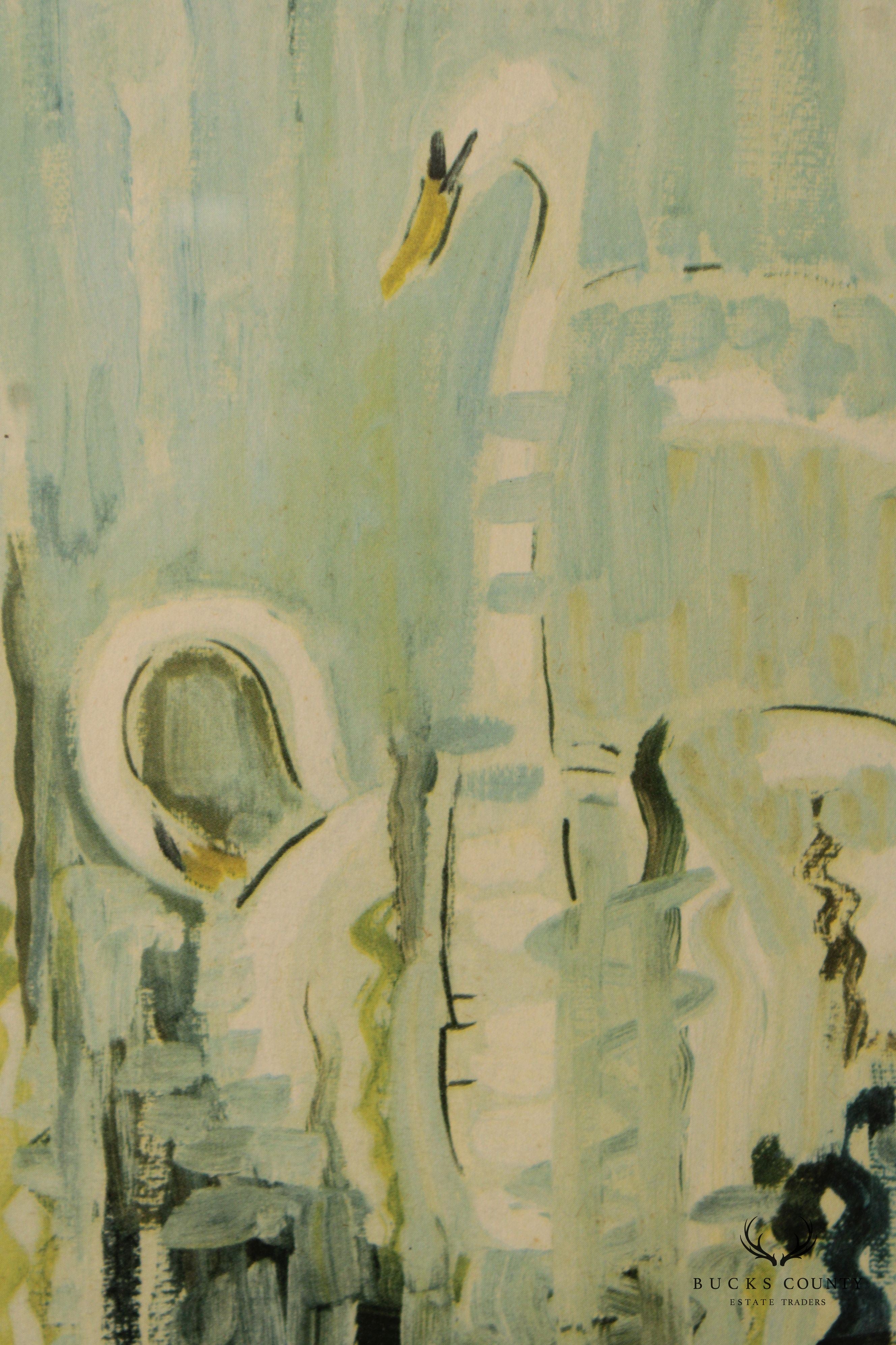 Milia Laufer Impressionist Style Framed Swan Print