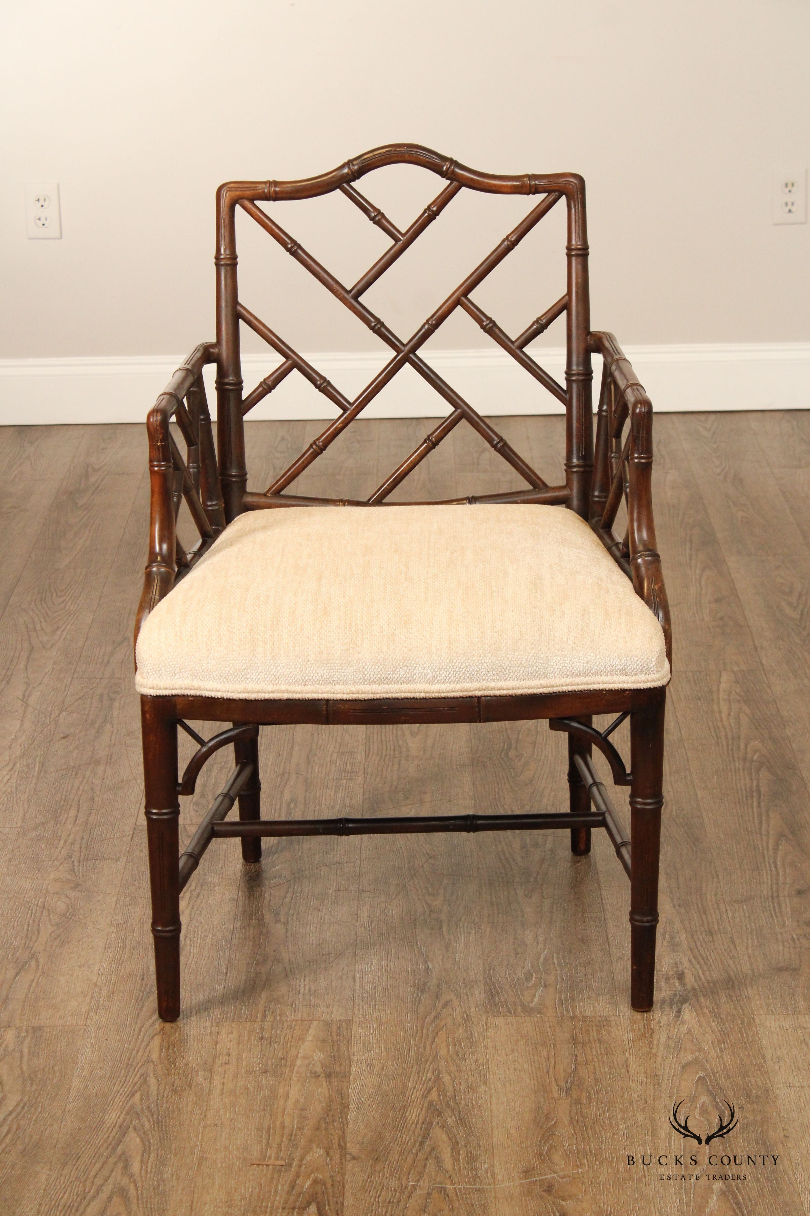 CHINESE CHIPPENDALE STYLE FAUX BAMBOO ARMCHAIR