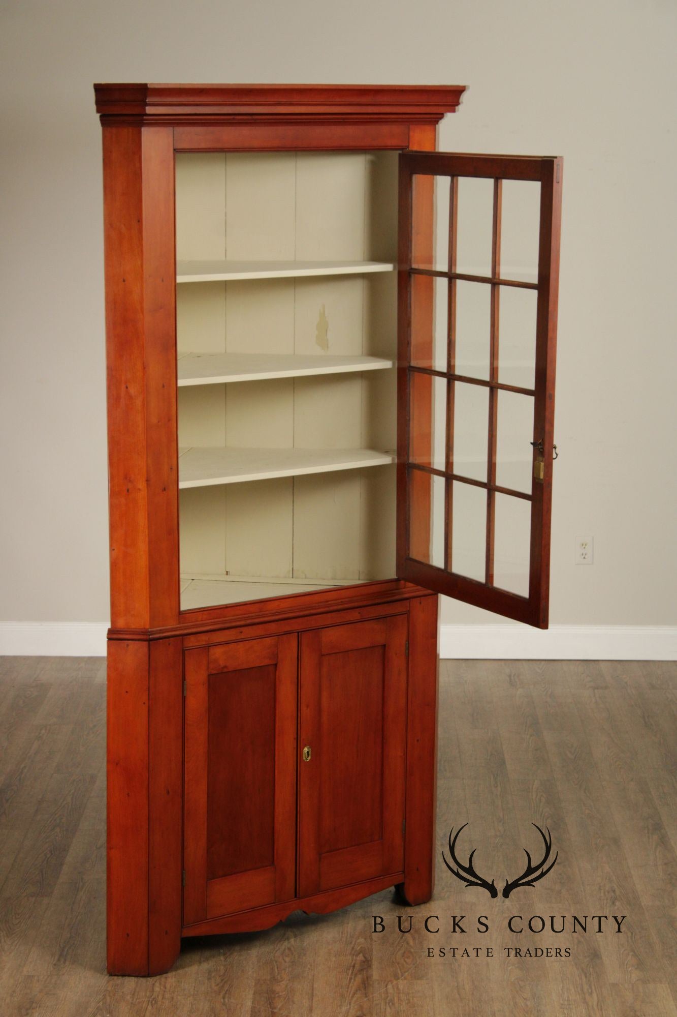 Antique American Farmhouse Cherry Corner Cabinet