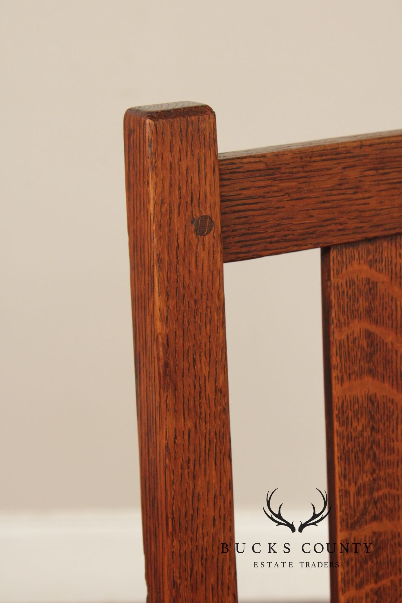 Gustav Stickey Antique Mission Oak H-Back Side Chair