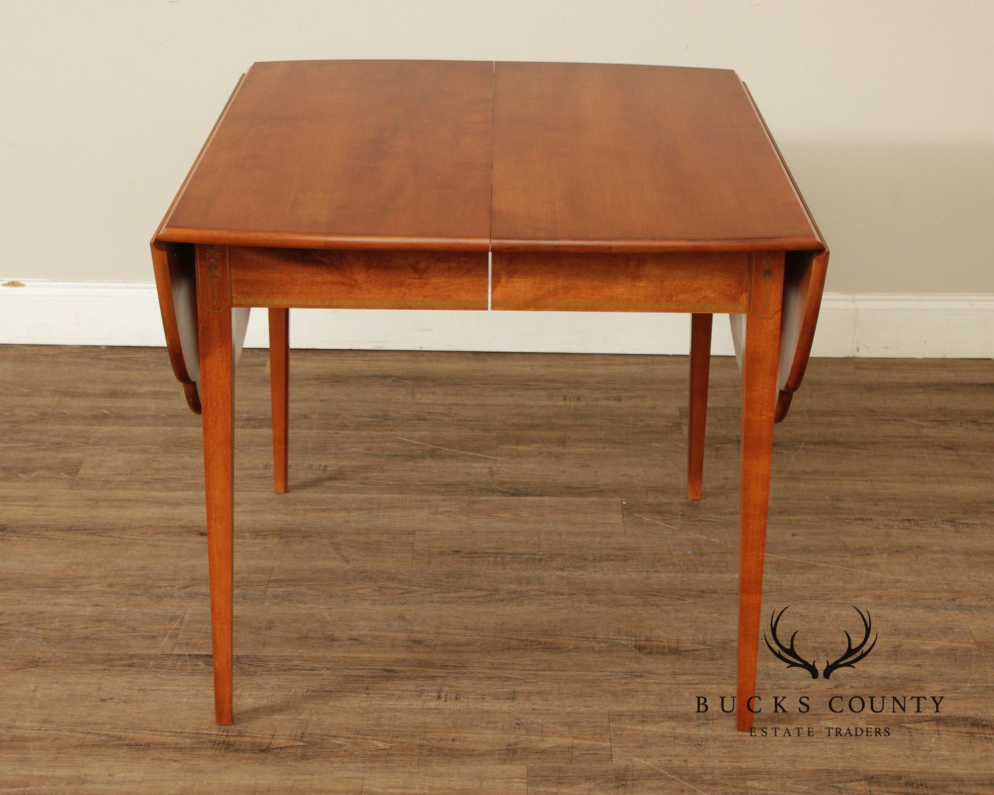 L. Hitchcock Maple Stenciled Drop Leaf Extension Dining Table