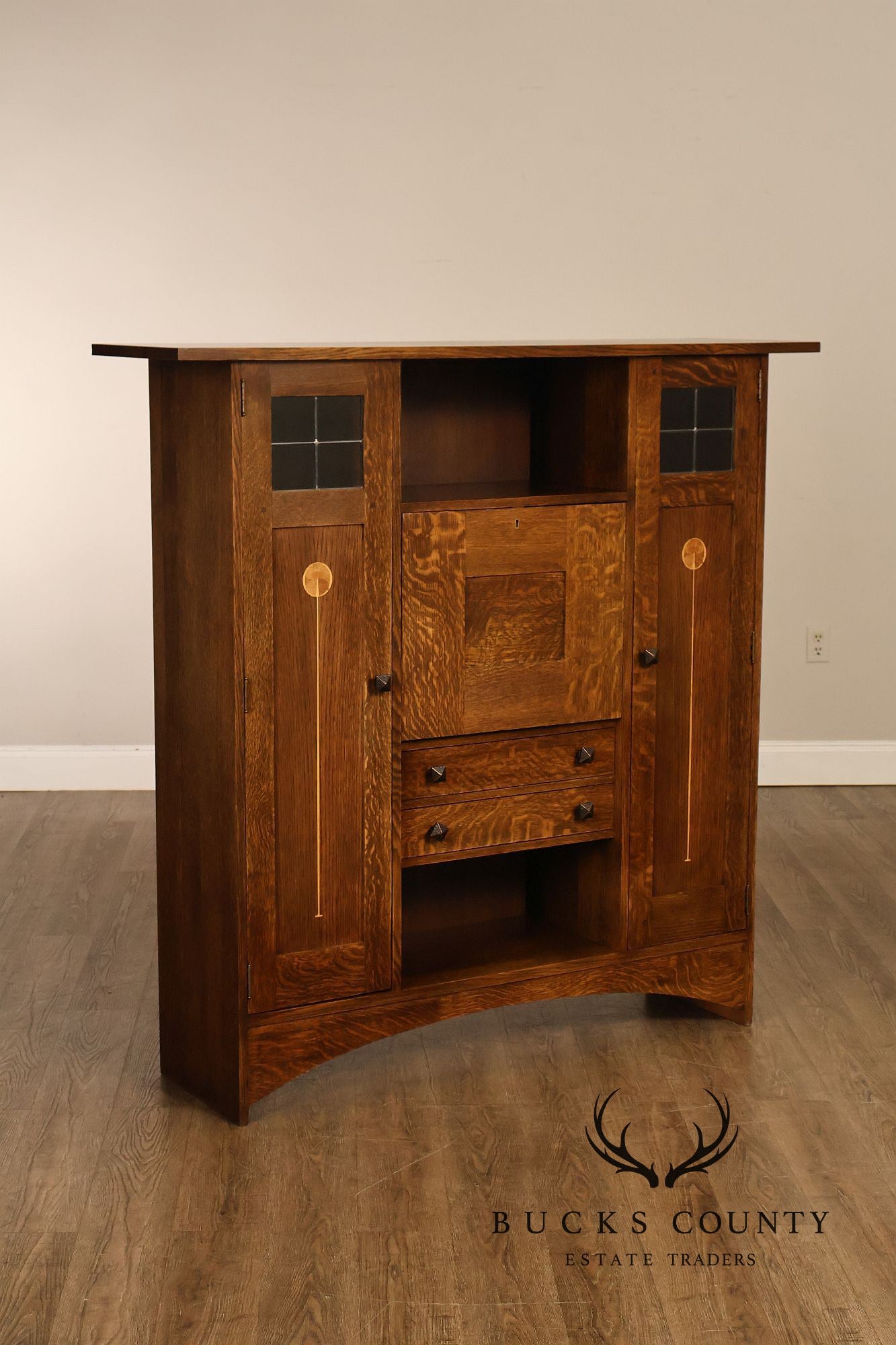 Stickley Harvey Ellis Mission Collection Oak Fall Front Secretary Bookcase