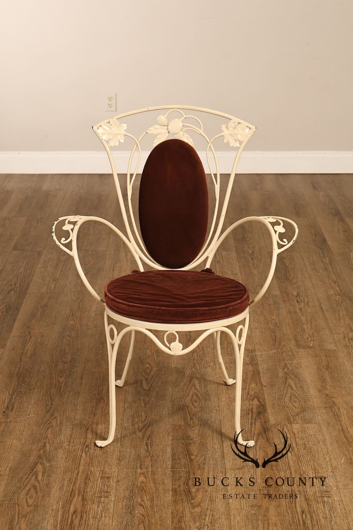Salterini Mid Century Wrought Iron Fruit And Vine Set Of 6 Dining Chairs