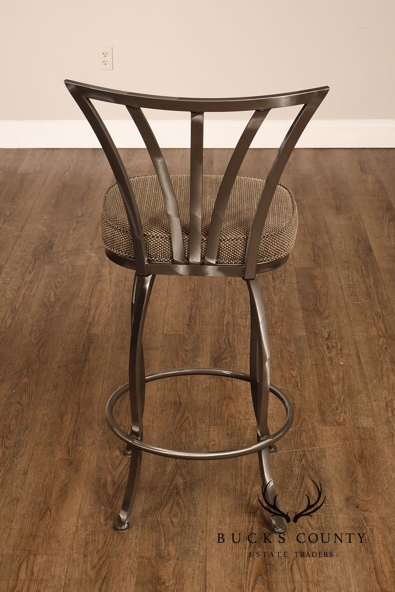 Shaver Howard Contemporary Set Of Three Brushed Steel Swivel Bar Stools