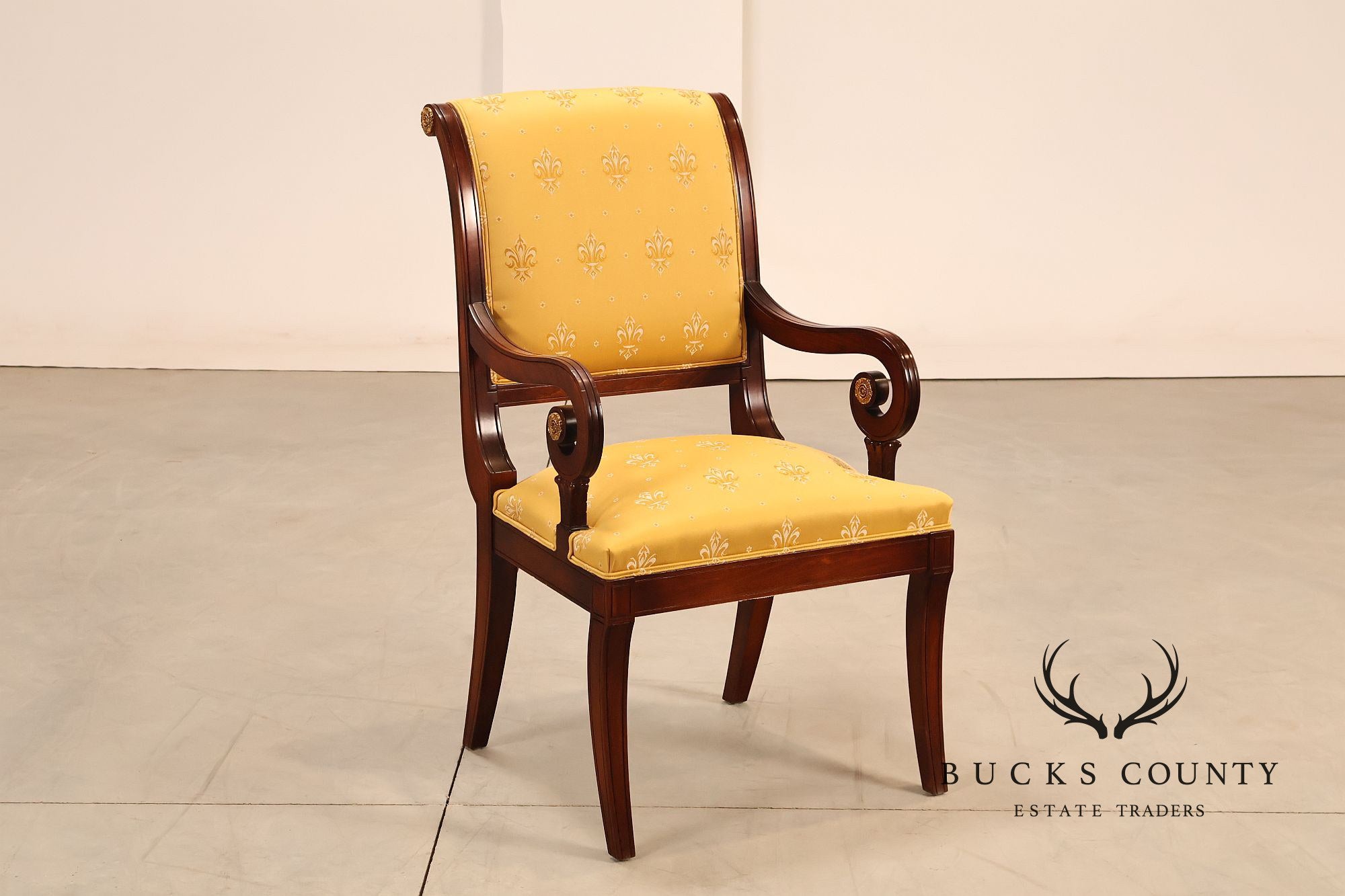 Neoclassical Empire Style Mahogany Open Armchair