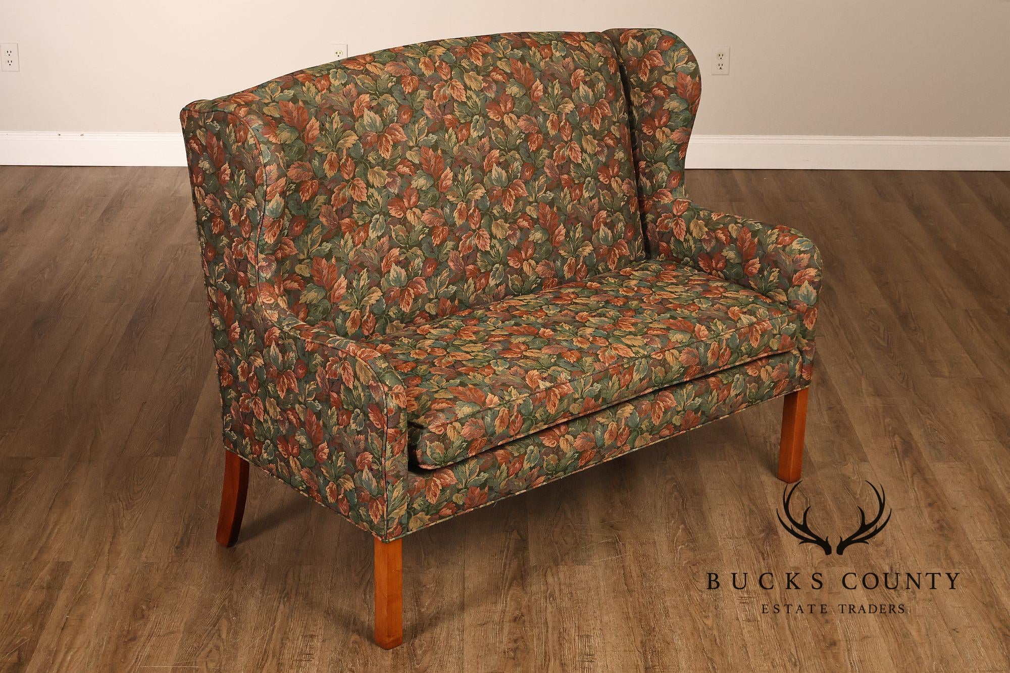 Traditional Upholstered Loveseat With Floral Fabric