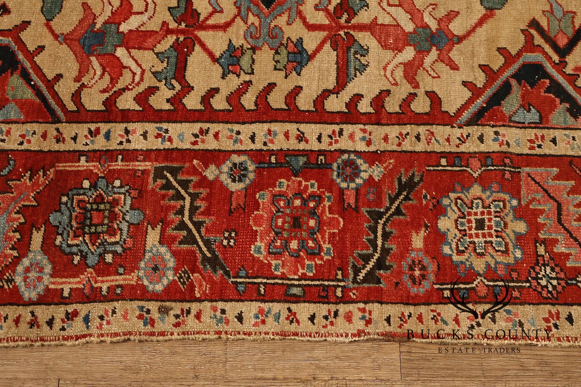 Antique Persian Heriz Hand-Knotted Area Rug – 9'1" x 12'10"