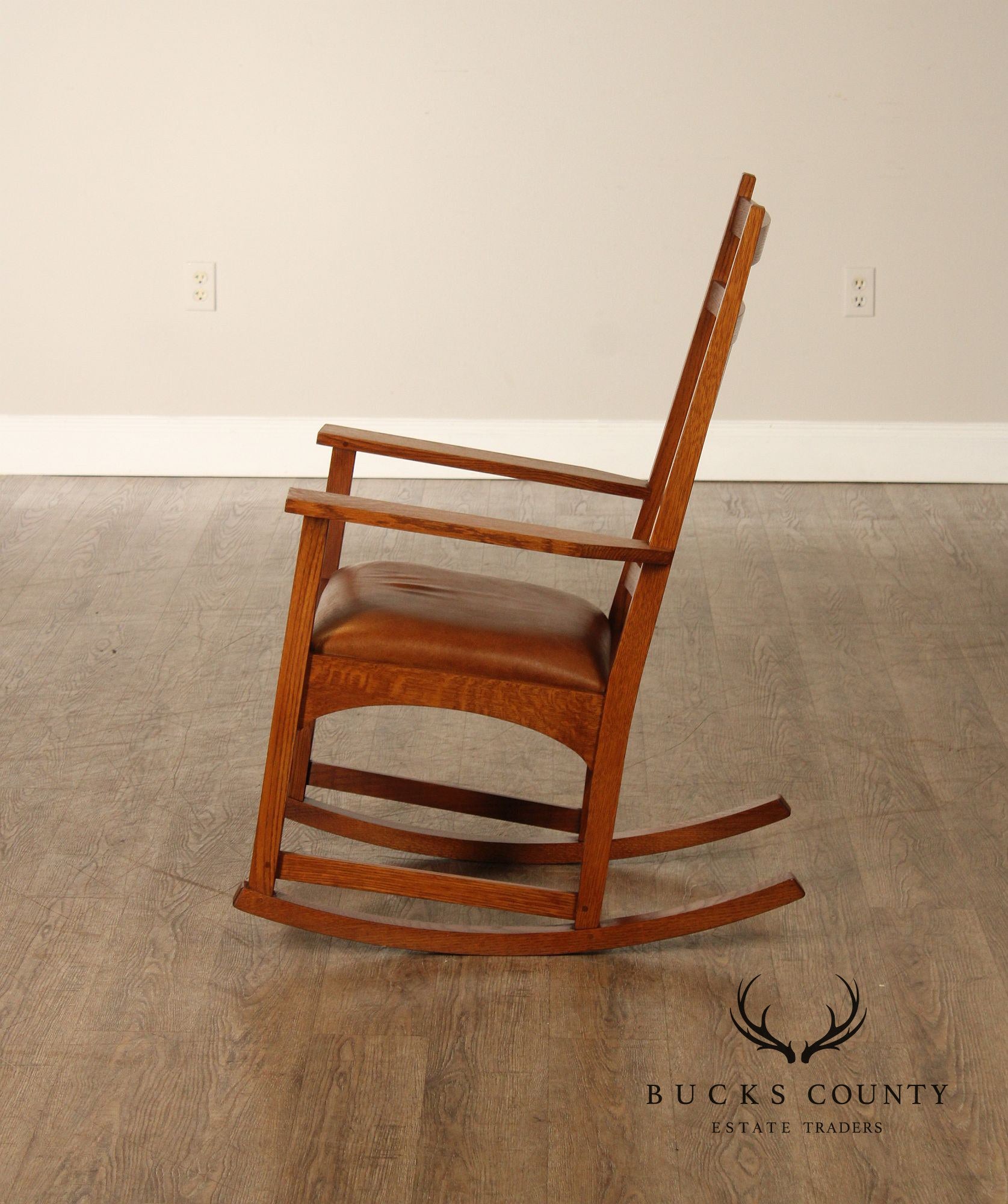 Stickley Mission Collection Harvey Ellis Inlaid Oak Rocker