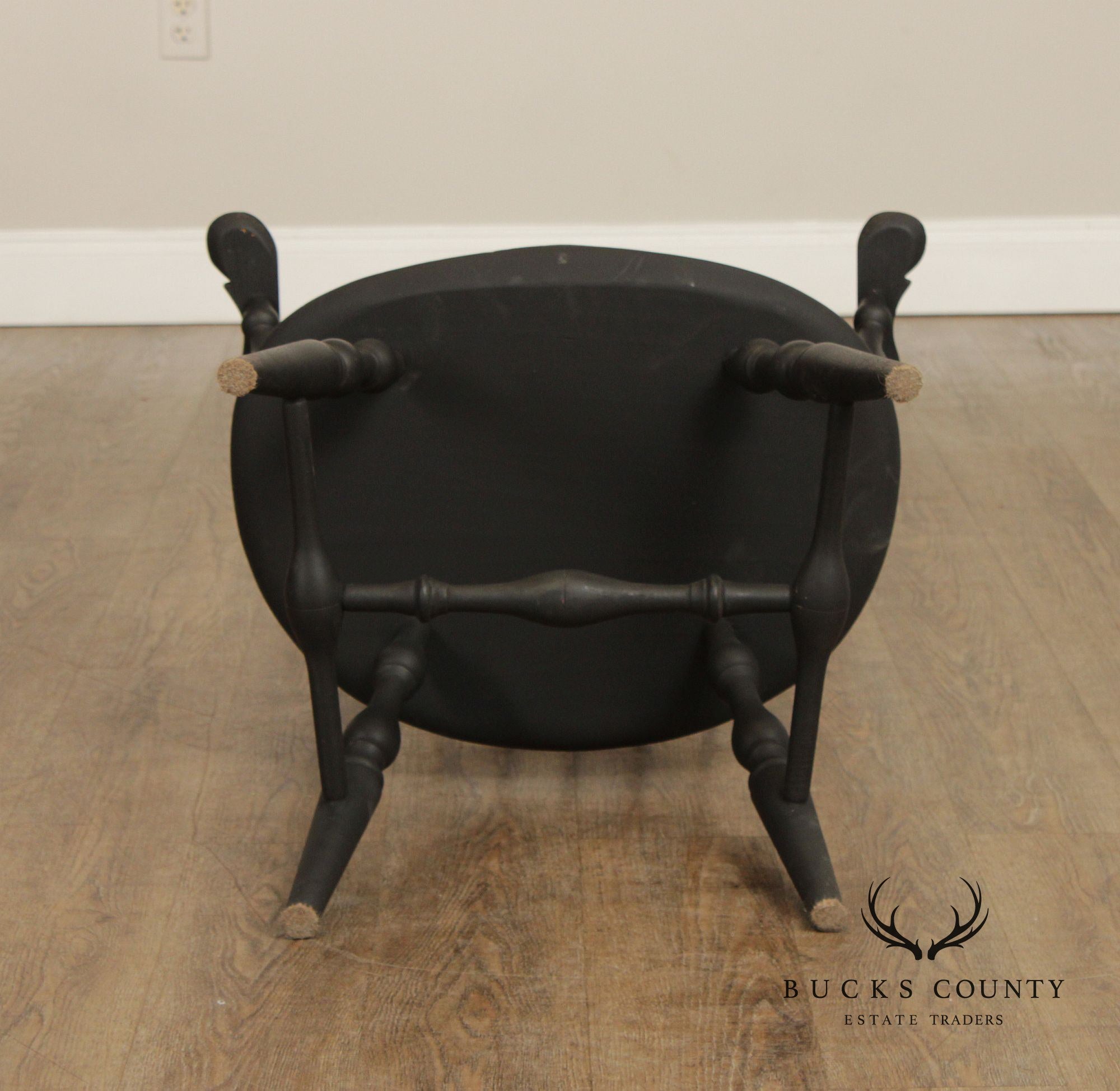 Custom Crafted Pair of Ebonized Sack-Back Windsor Armchairs