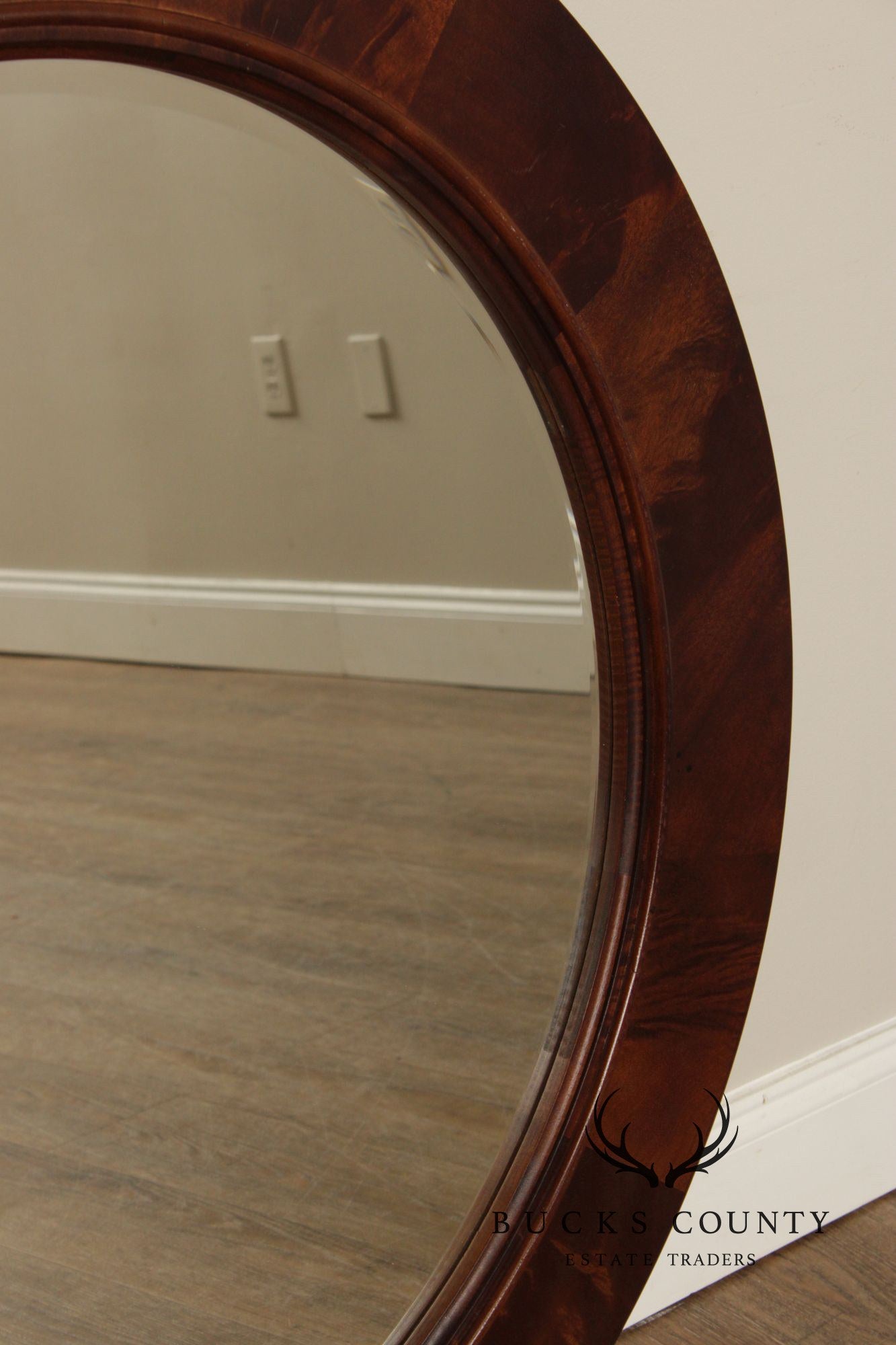 Stanley Furniture Round Mahogany Frame Wall Mirror