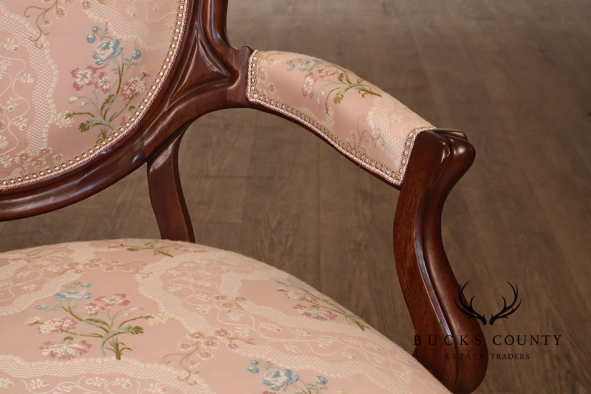 Antique Victorian Walnut Pair Of His And Hers Parlor Armchairs