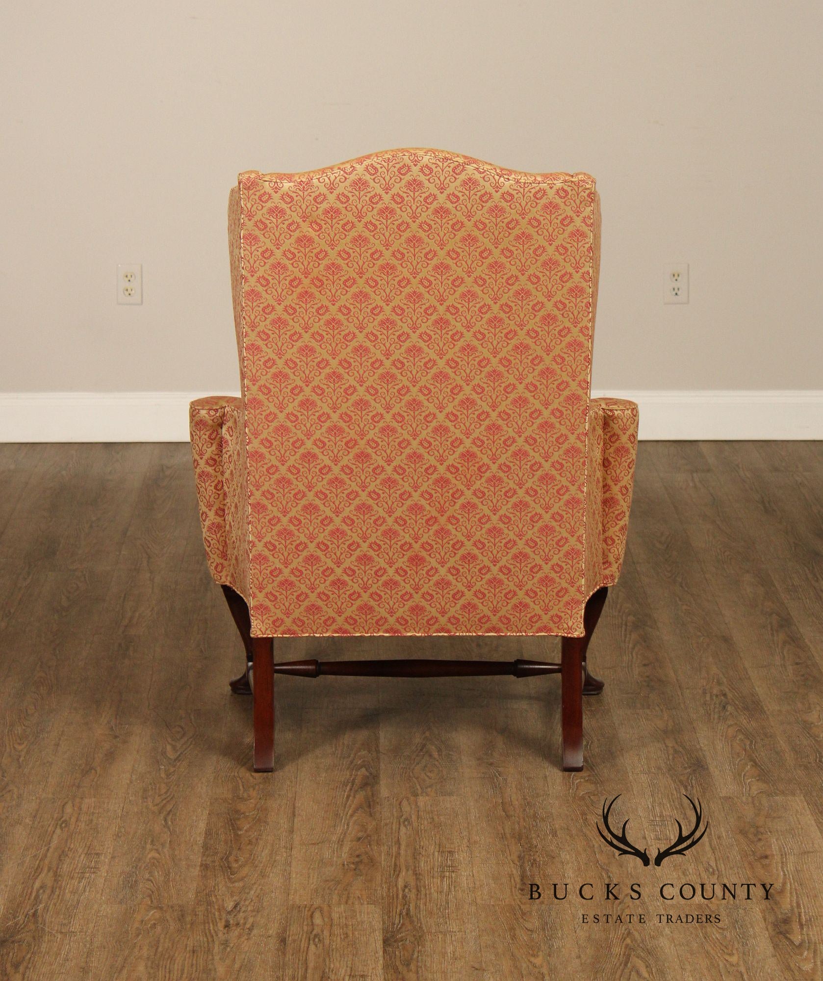 Hickory Chair Queen Anne Style Mahogany Wingback Armchair