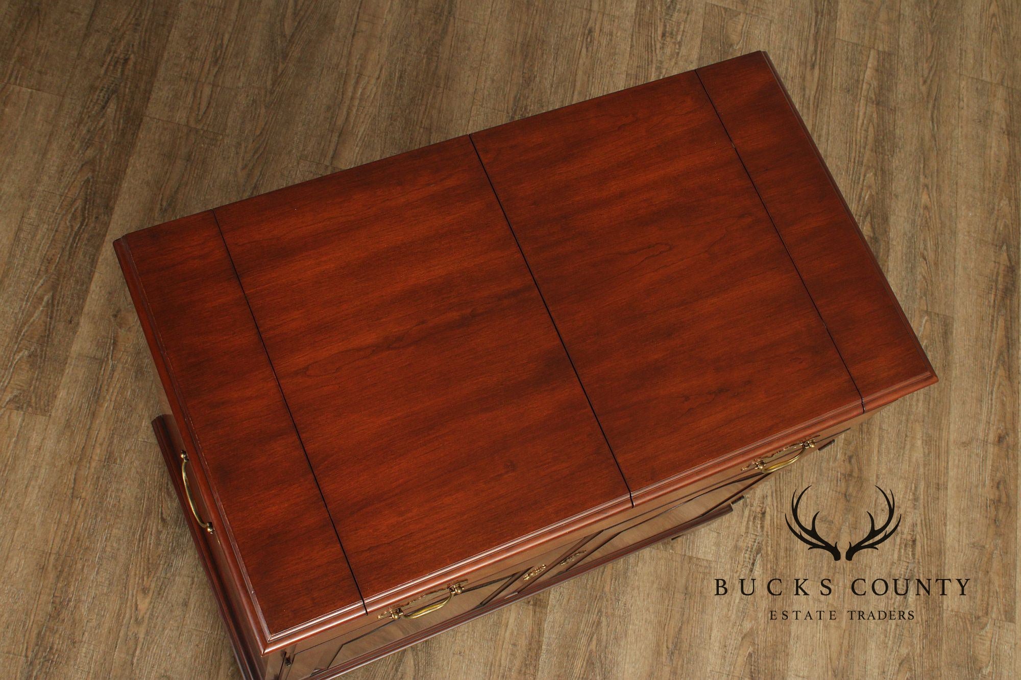 Henkel Harris Chippendale Style Cherry Flip-Top Server Bar Cart