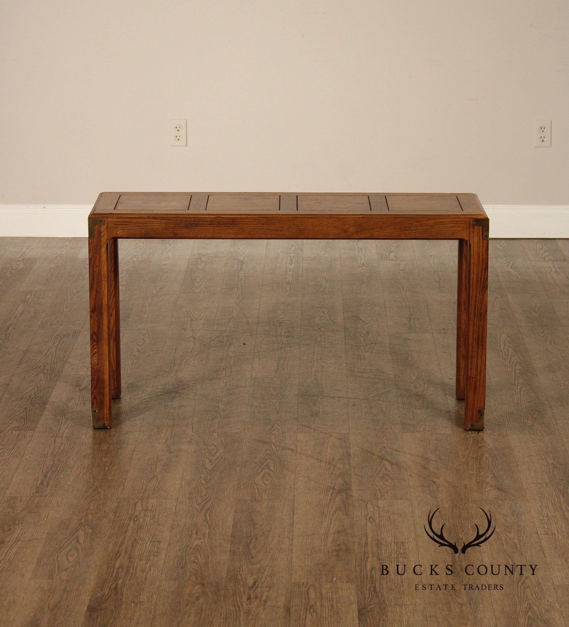 Henredon Artefacts Campaign Style Oak Console Table