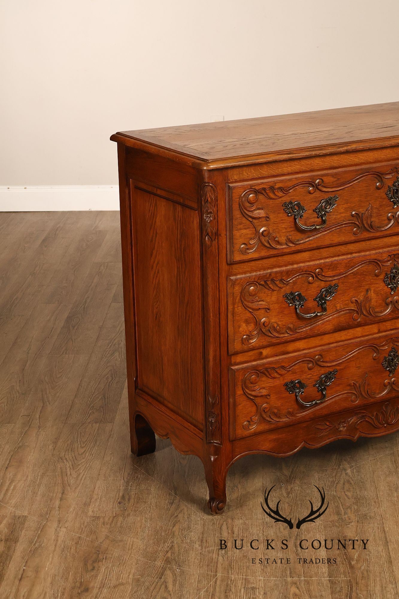 French Louis XV Style Carved Oak Chest Of Drawers