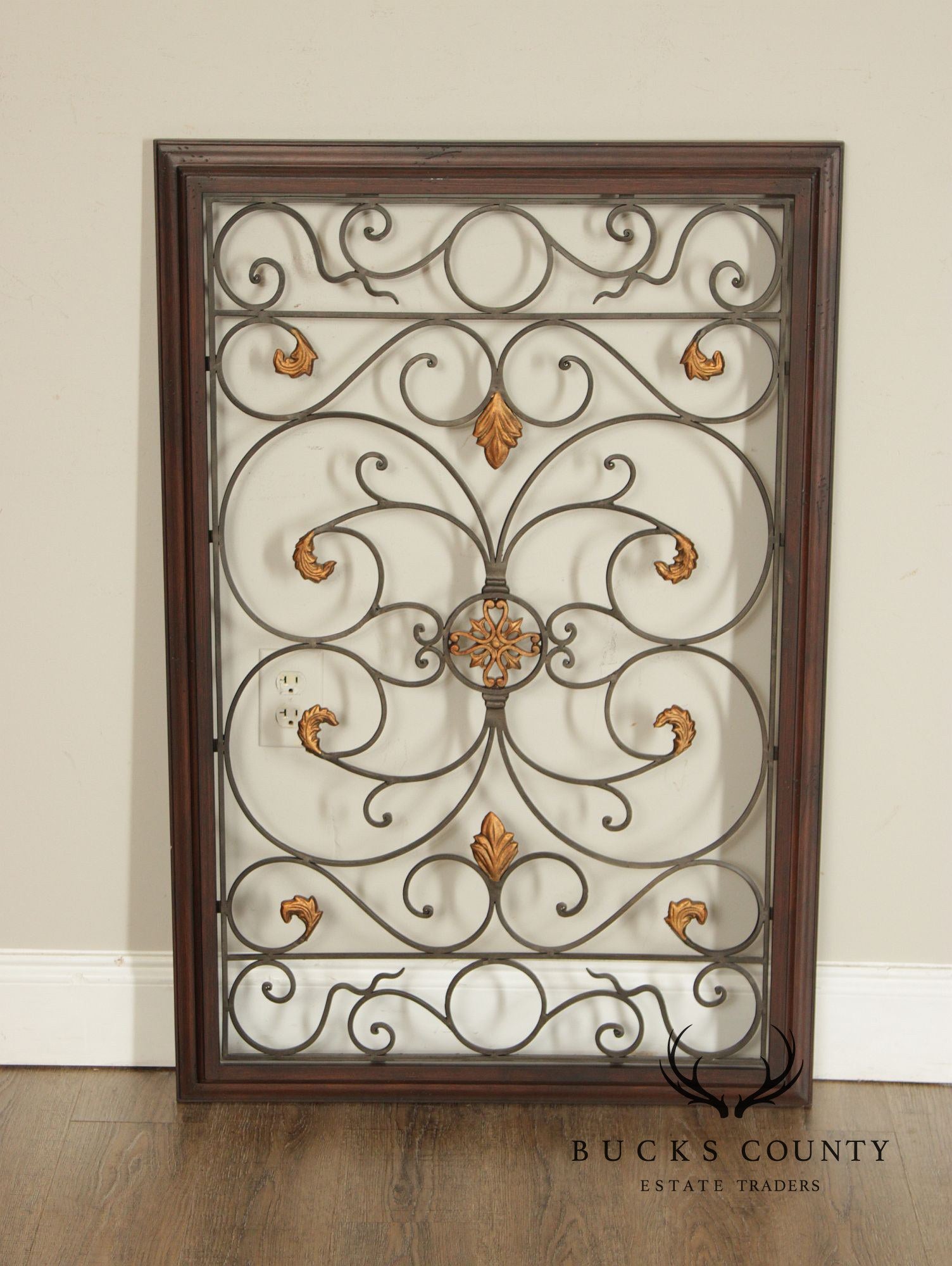 Spanish Baroque Style Partial Gilt Wrought Iron Wall Decor