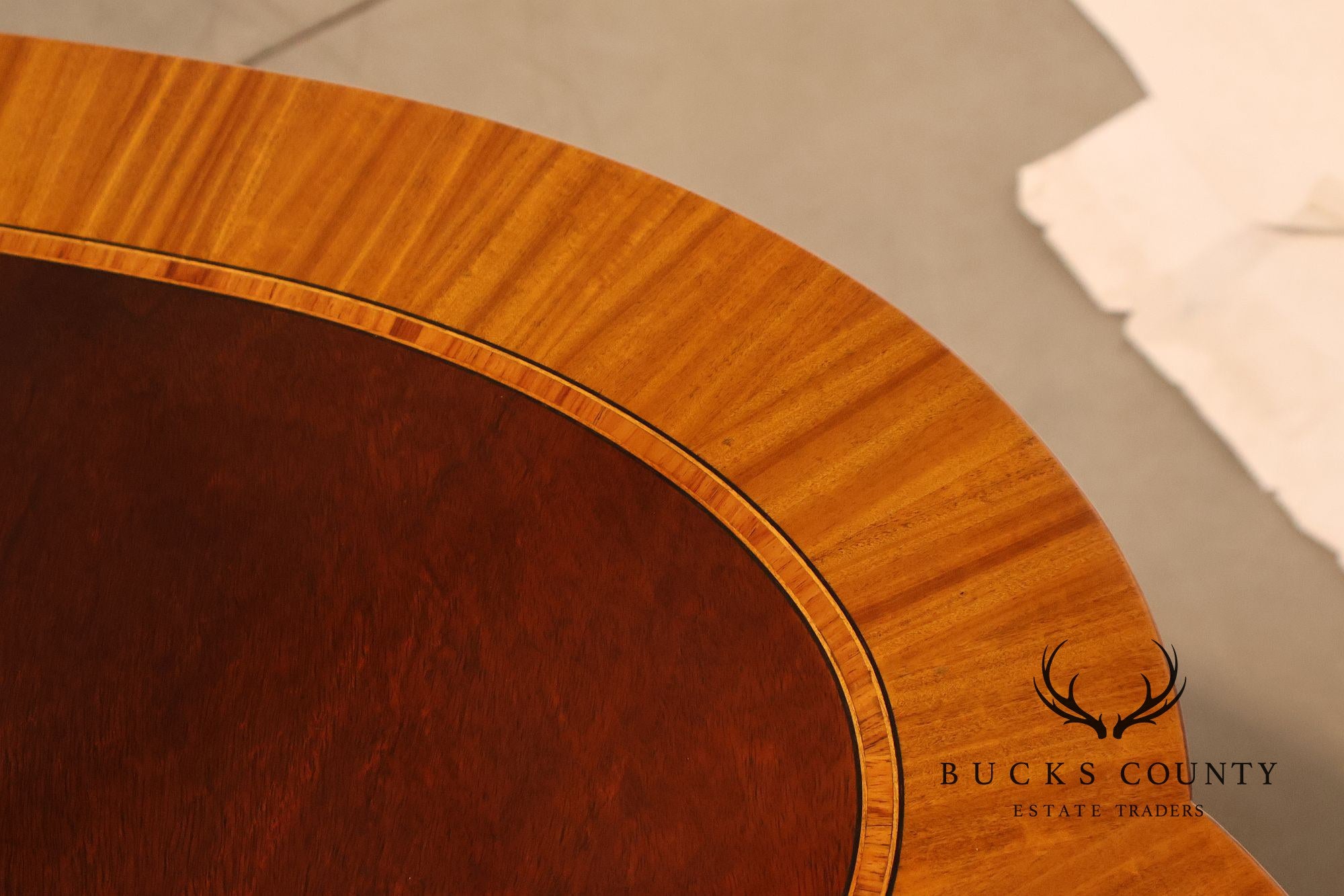 Karges Duncan Phyfe Banded Mahogany Double Pedestal Dining Table