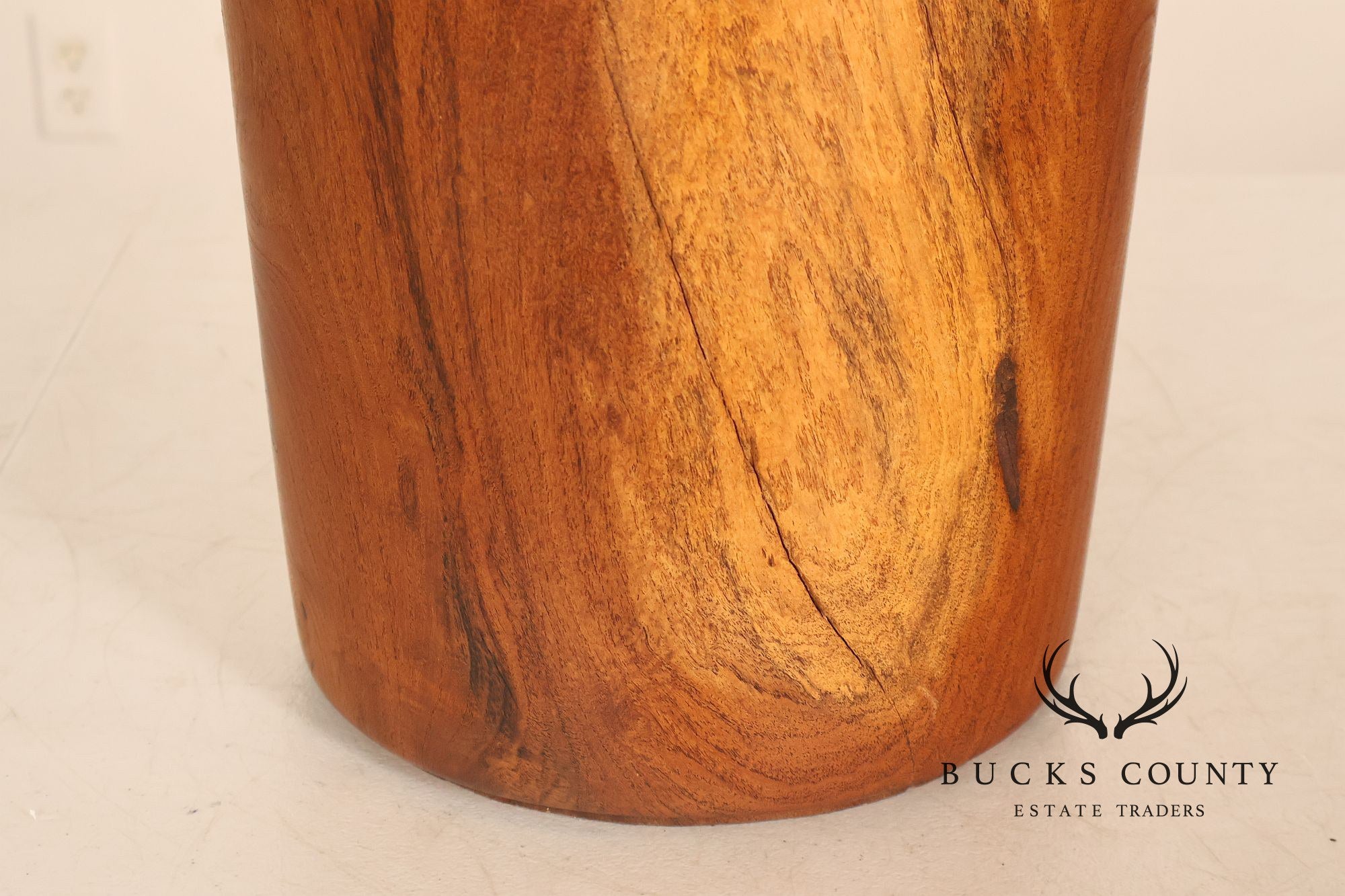 Organic Modern Mid Century Modern Pair of Turned Wood Table Lamps