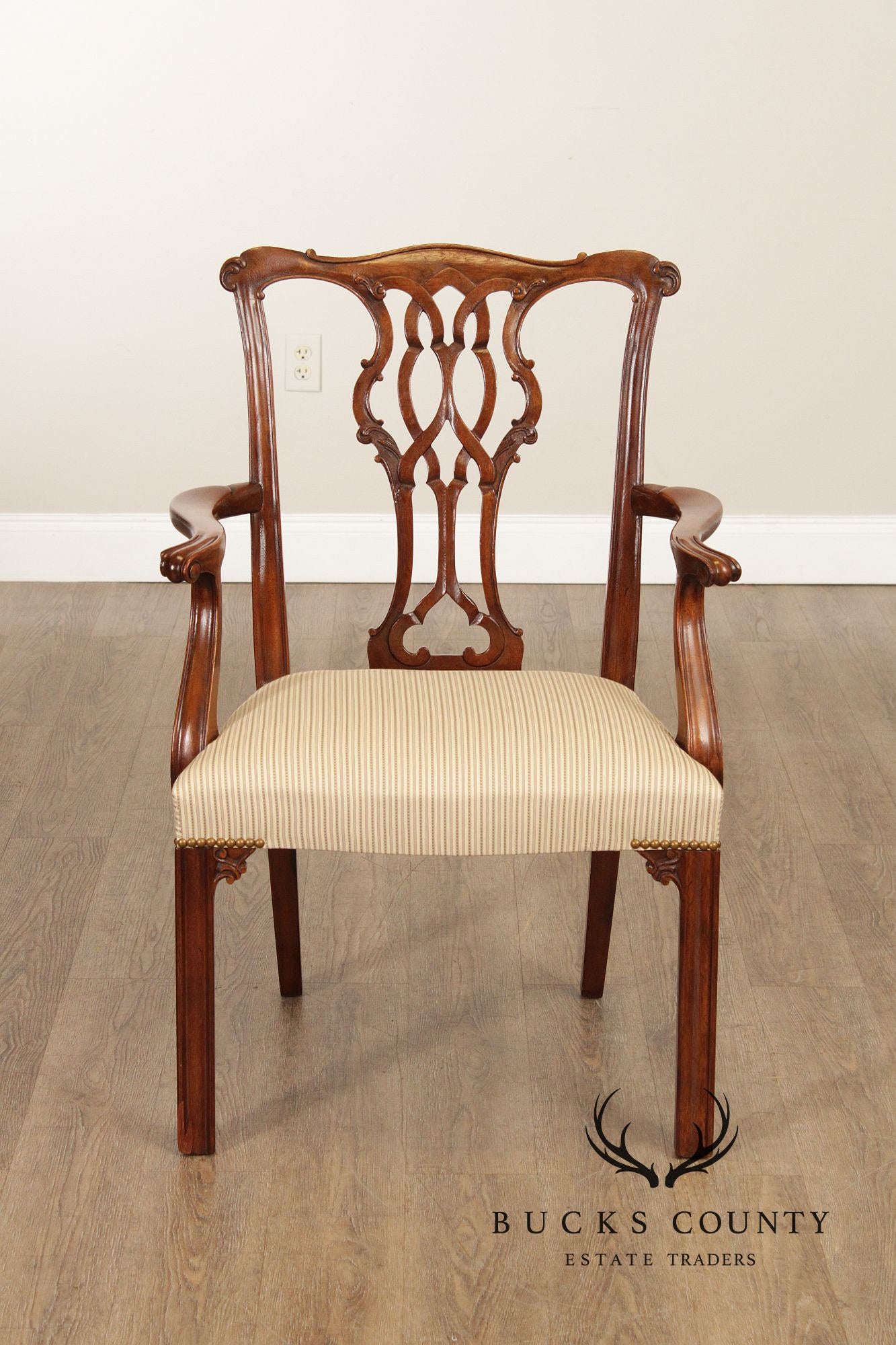 Baker Chippendale Style Set of Six Mahogany Dining Chairs