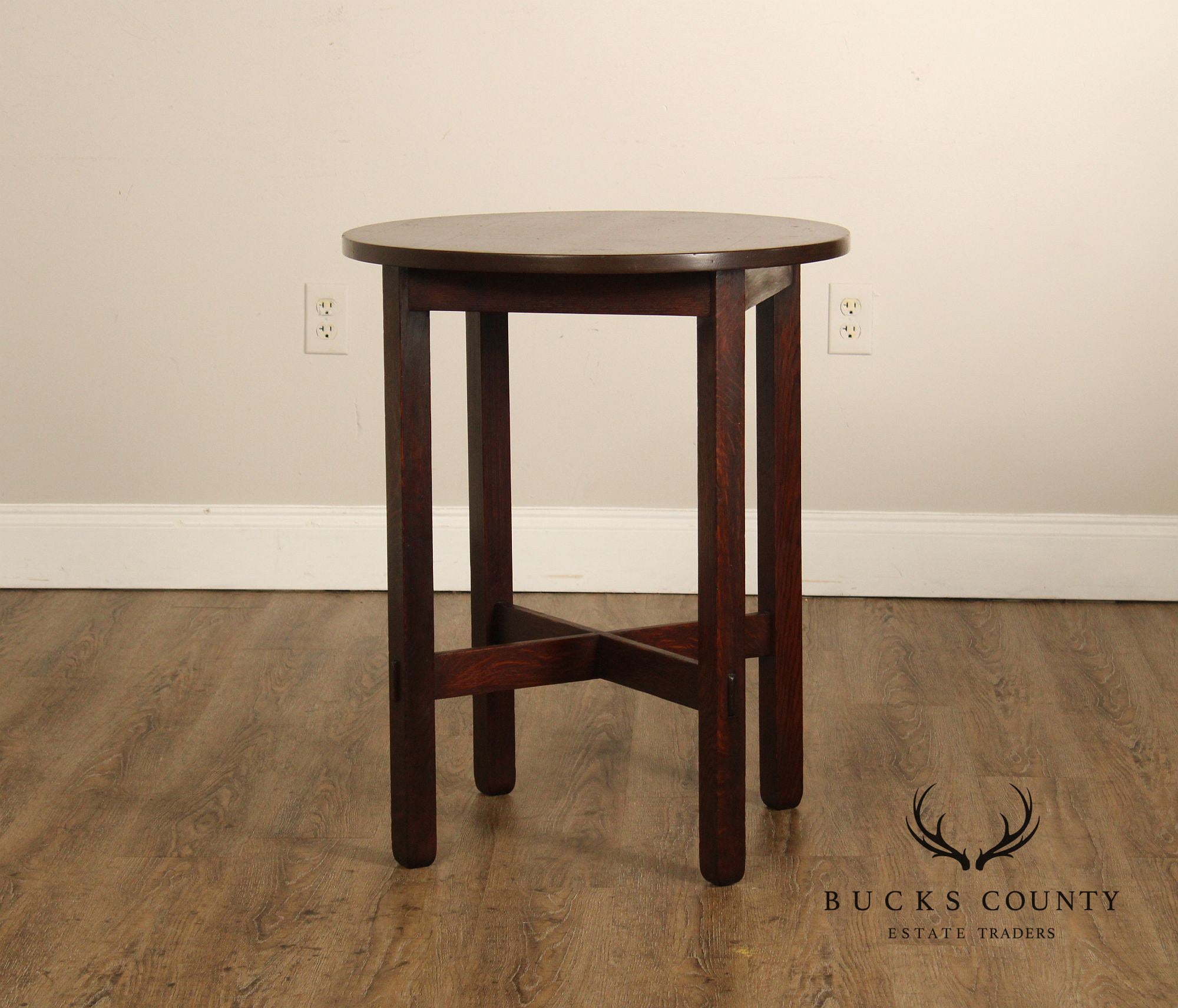 Antique Stickley Brothers Mission Oak 24 Inch Lamp Table