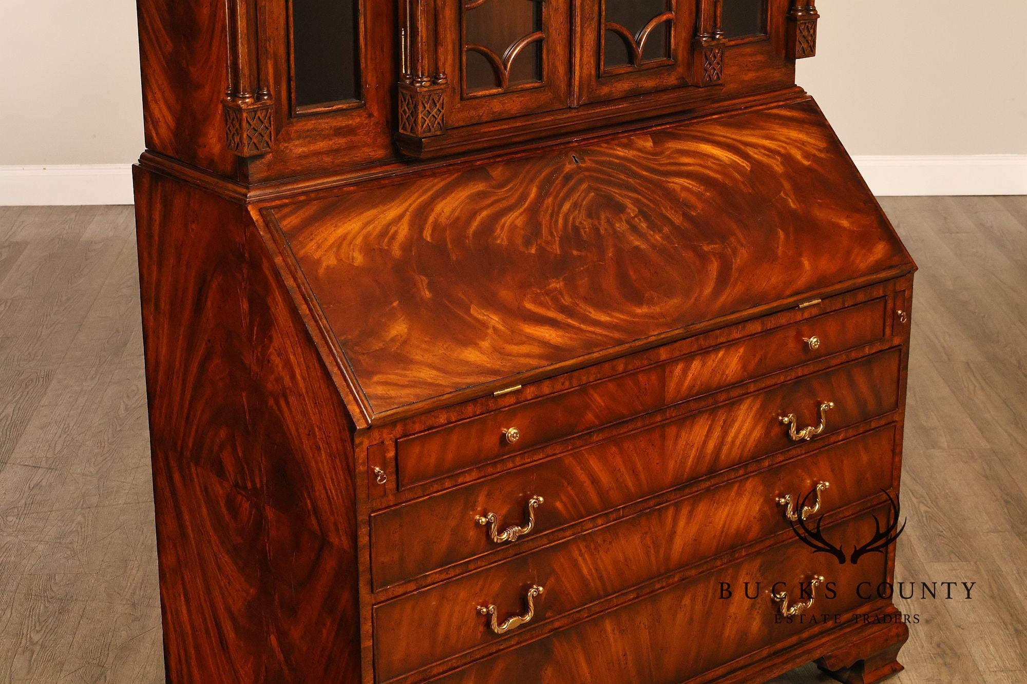 Maitland Smith Georgian Style Mahogany Secretary Bookcase