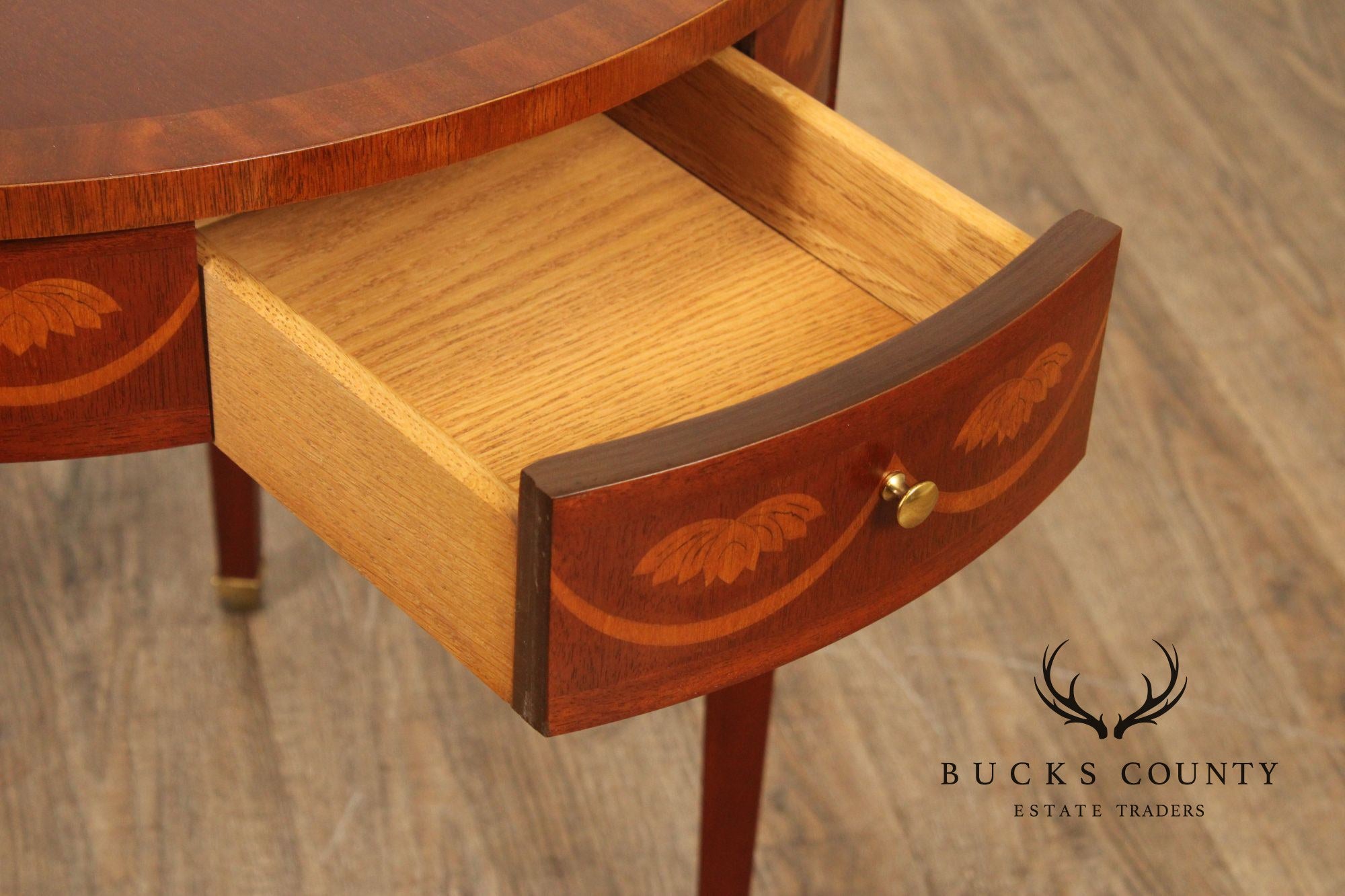 Baker Federal Style Inlaid Mahogany Round Side Table