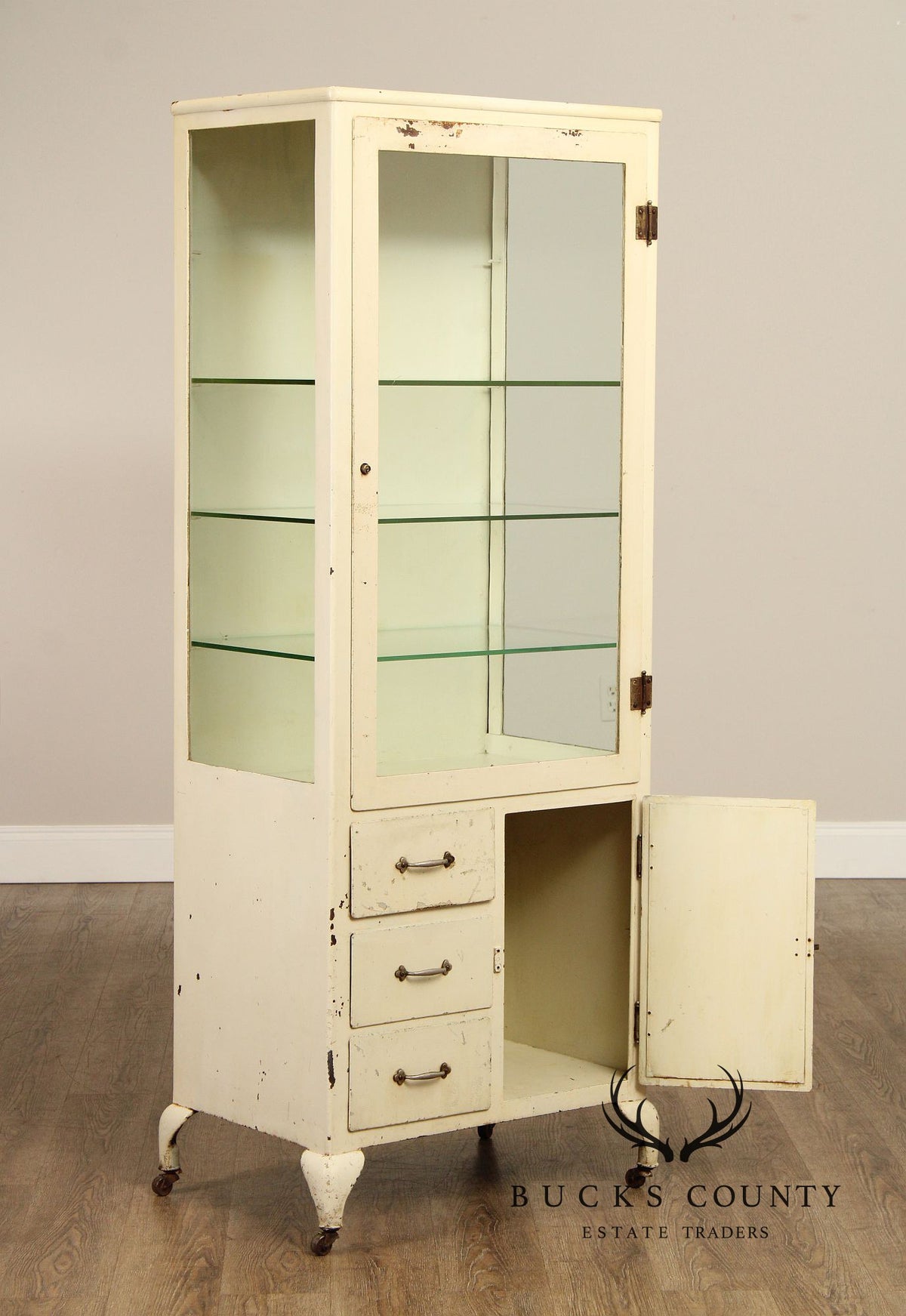 Vintage Enameled Steel Medical Cabinet