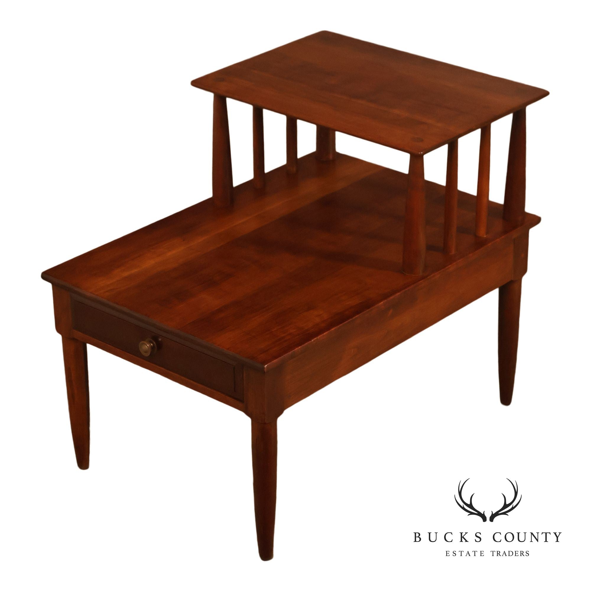 Willett Mid Century Modern Cherry Two Tier Step End Table
