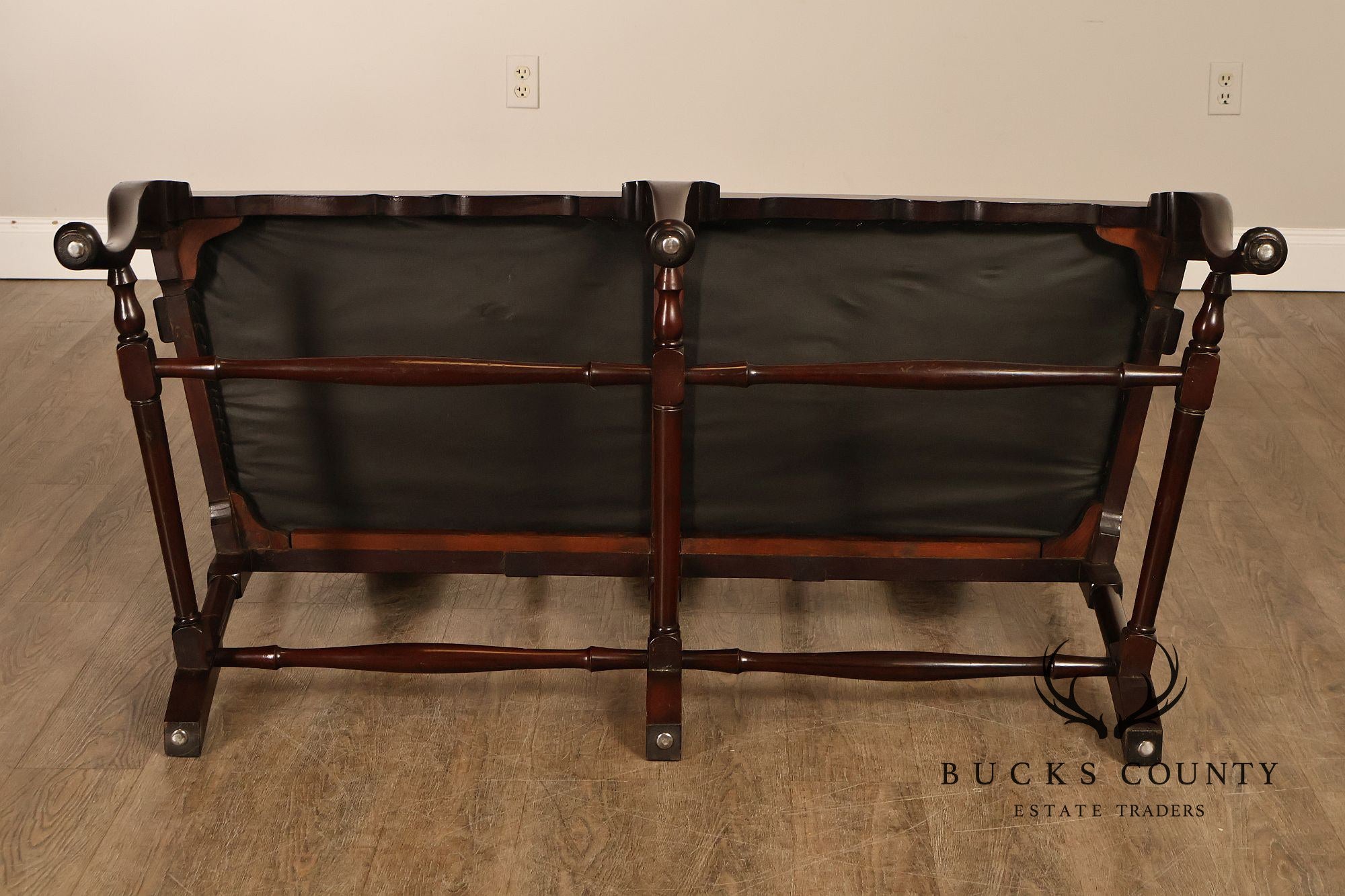 Queen Anne Style Custom Mahogany Triple Back Upholstered Settee