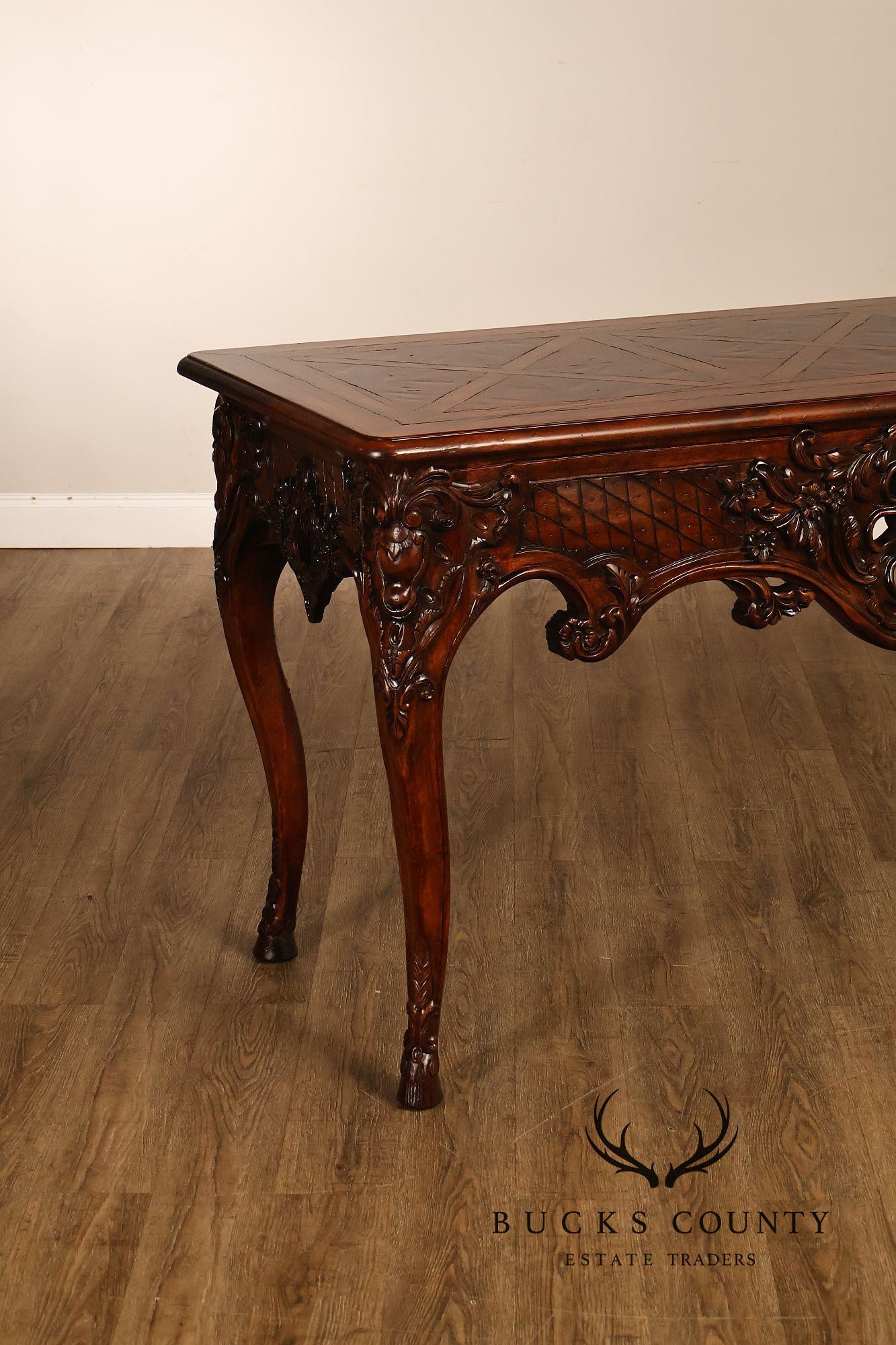 Henredon Carved Mahogany French Louis XV Style Console Table